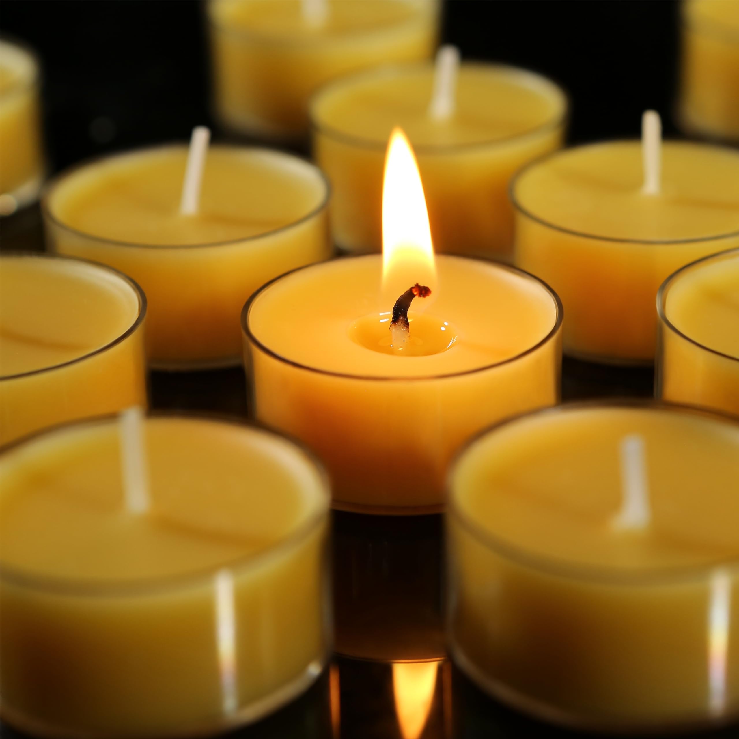 MOSROAD Beeswax Tealight Candles, Handmade Natural, Honey Scented, 25 Pack, 4-5 Hour Burn, Yellow