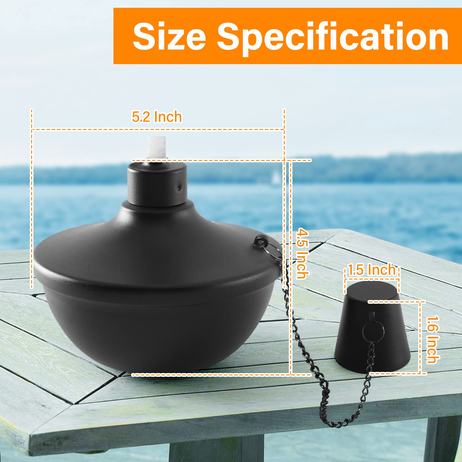 Snogswog 2 Pack Black Metal Citronella Table Top Torches, Refillable Decorative Lanterns For Outdoors