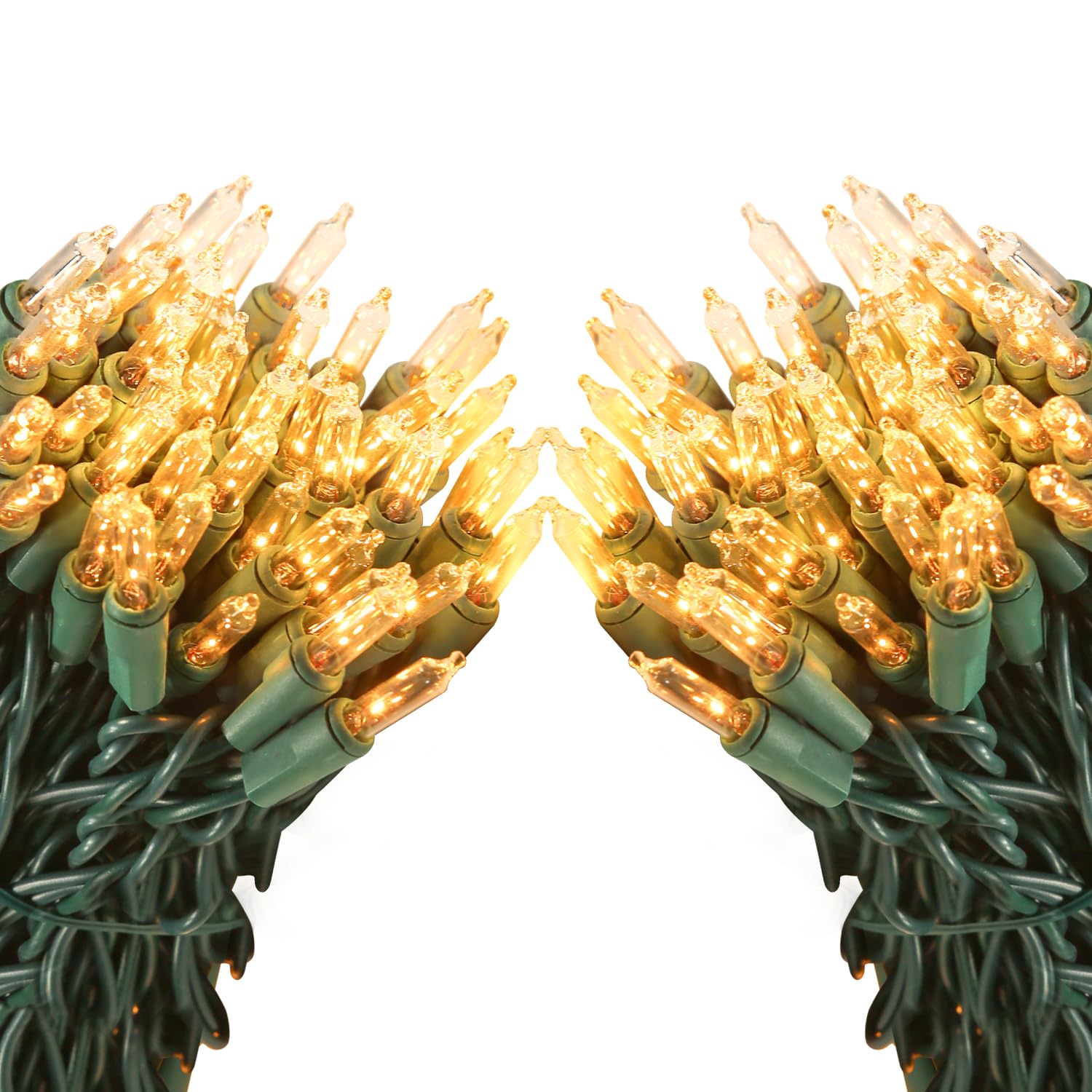 LIDORE Super Bright Clear Mini Christmas Tree String Lights, Gift for Decoration, 21.45FT 100 Count Bulbs with Green Cord, UL Listed Indoor Outdoor Lighting for Holiday (Green Cable, 2-Pack)