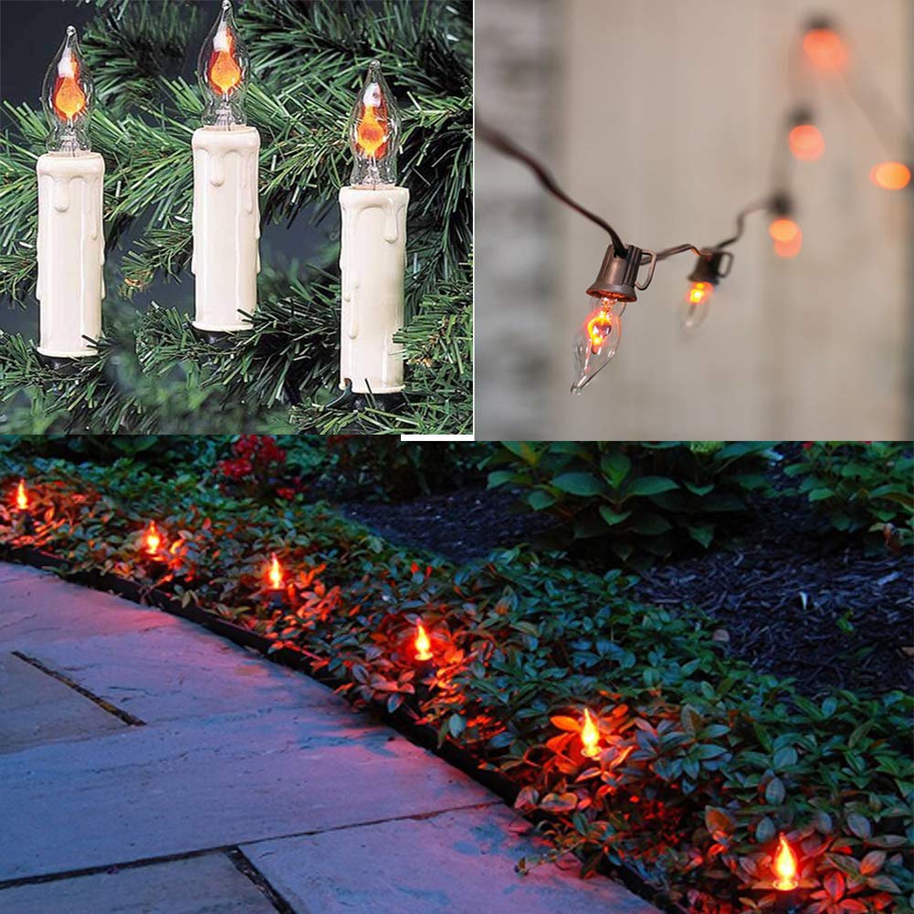 GOOTHY 12 Pack Flicker Flame Light Bulbs, Crystal Clear E12 Candelabra, 1 Watt, 120V for Indoor/Outdoor Use