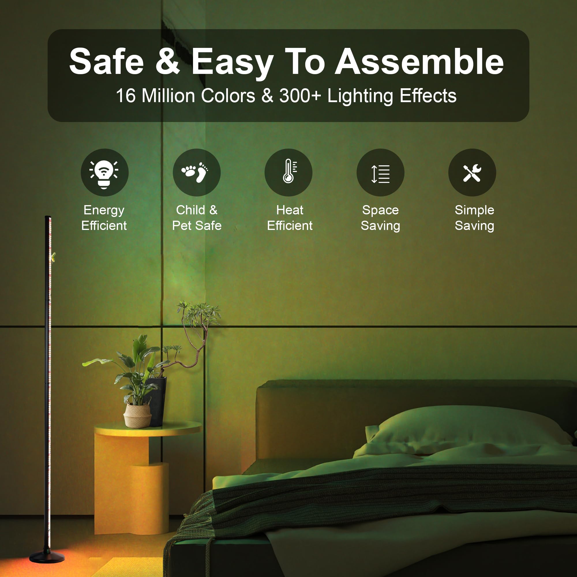 Oizuon Plant Grow Lights Indoor - 64.5 Tall Full Spectrum Plant Growing Lamps with 660nm, 3000K & 6000K LEDs, 36W Grow Lights