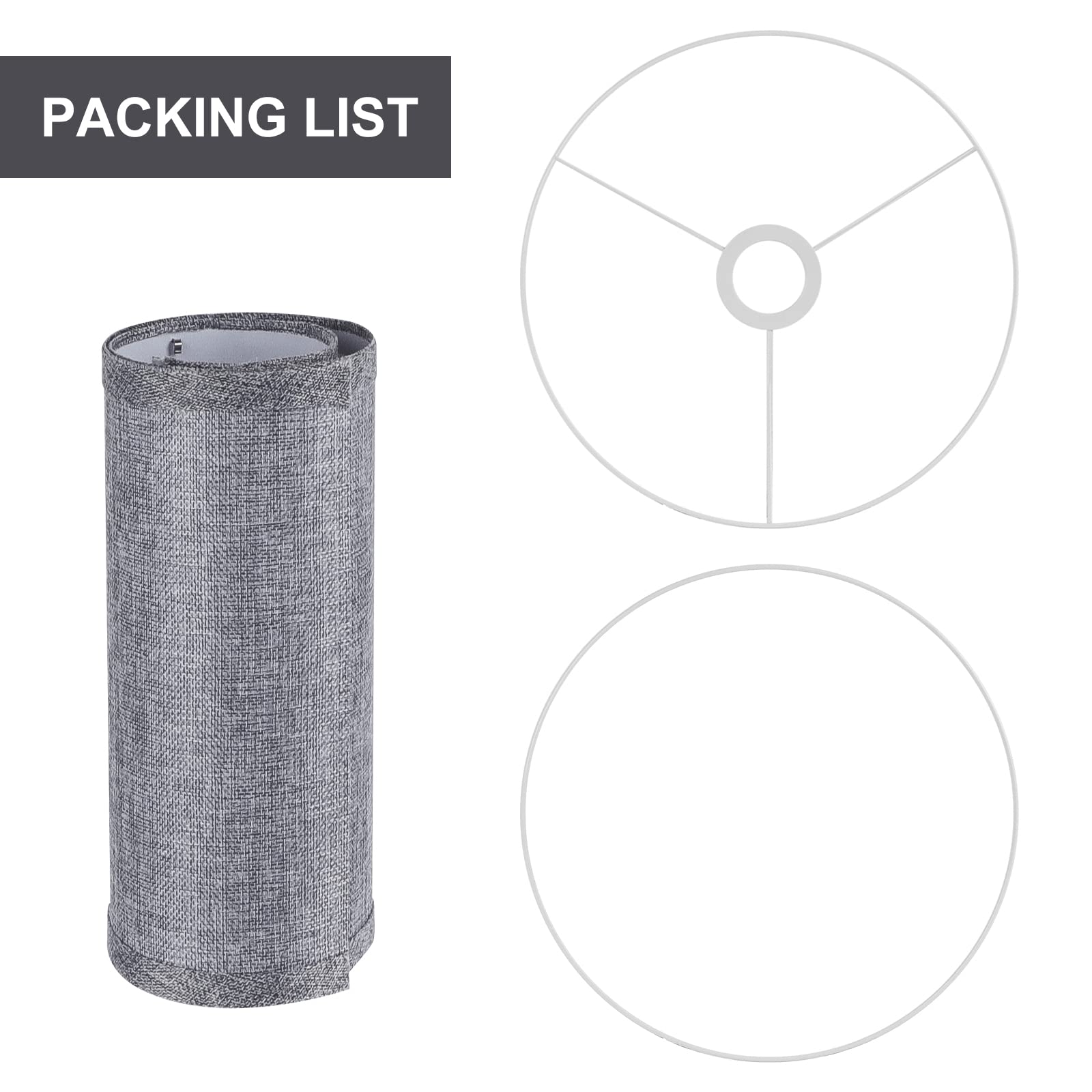 Rottogoon Gray Fabric Drum Lampshade, 11&quot;X11&quot;X8&quot;, Modern Spider Fitter For Floor/Table Lamps