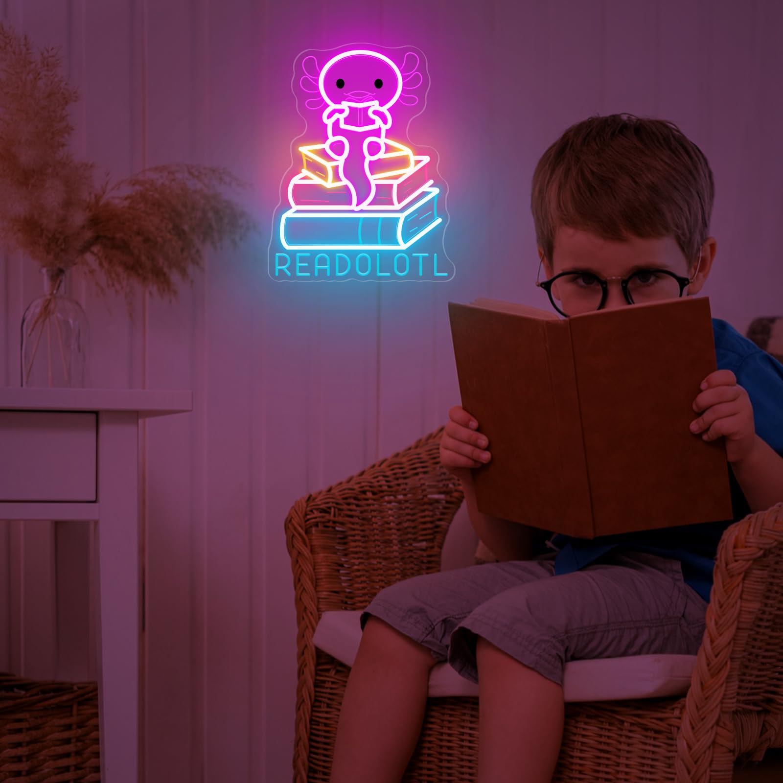 Housignz Readolotl Neon Sign LED Light for Classroom Decor, USB Powered, 15x11.7 inches, Silicone Material