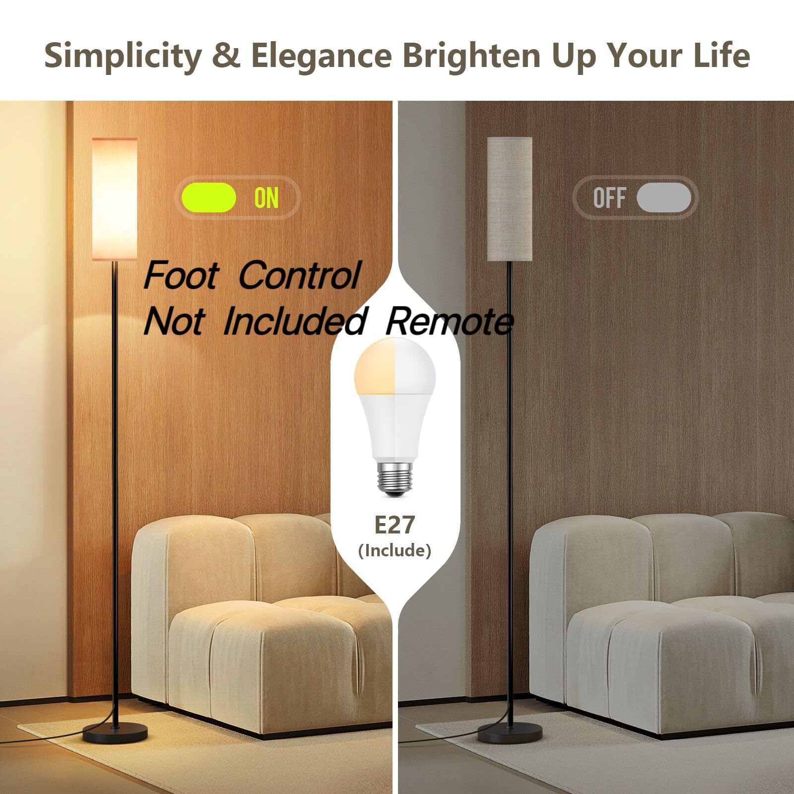 Lithomy Dimmable Floor Lamp - Modern 3 Color Temperatures, Industrial Design For Living Room, Beige