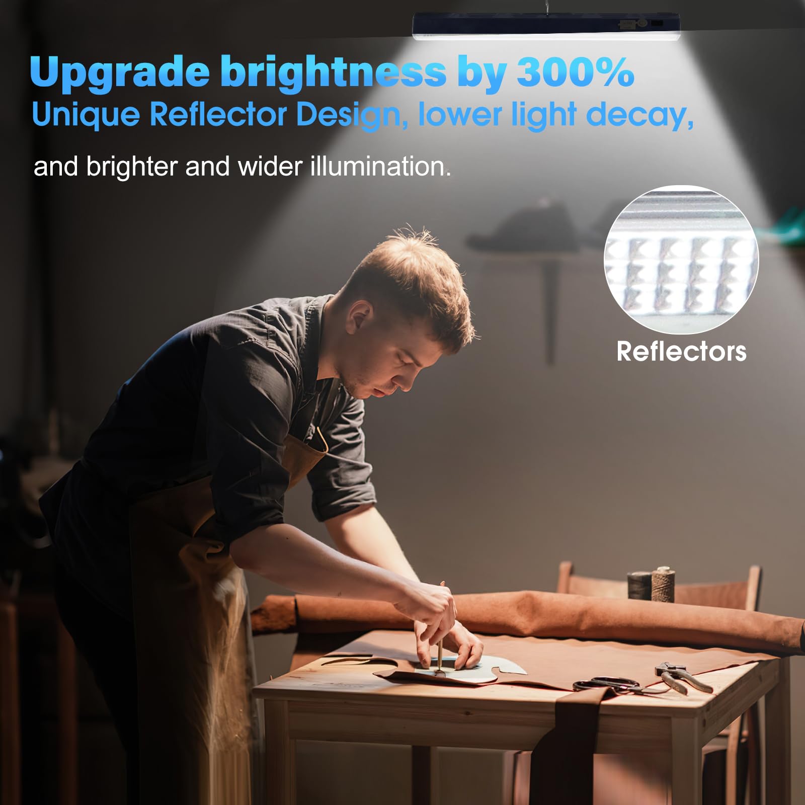 Magnetic Light Bar, 11.81-Inches 5000Mah 6000 Lumens Rechargeable Portable Lamp Built In 165 Led Bulbs,With Handy Hook With 2 Ma