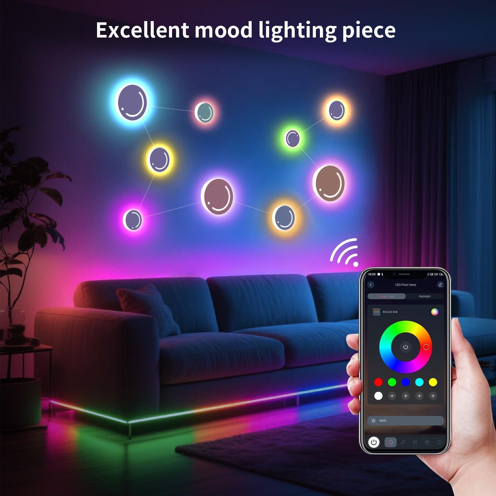 KANTUTOE LED Wall Lights, Customizable RGB Constellation Light, App & Remote Control, Model K-XZD-1