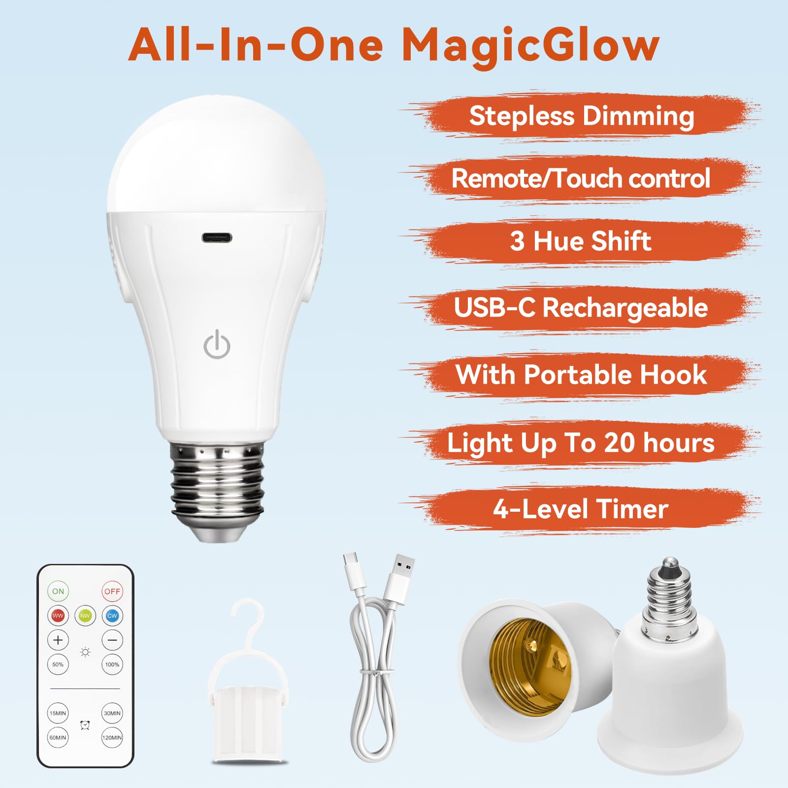 Neporal Magicglow Rechargeable Light Bulbs (?3000-6000K E12, 2, Count)