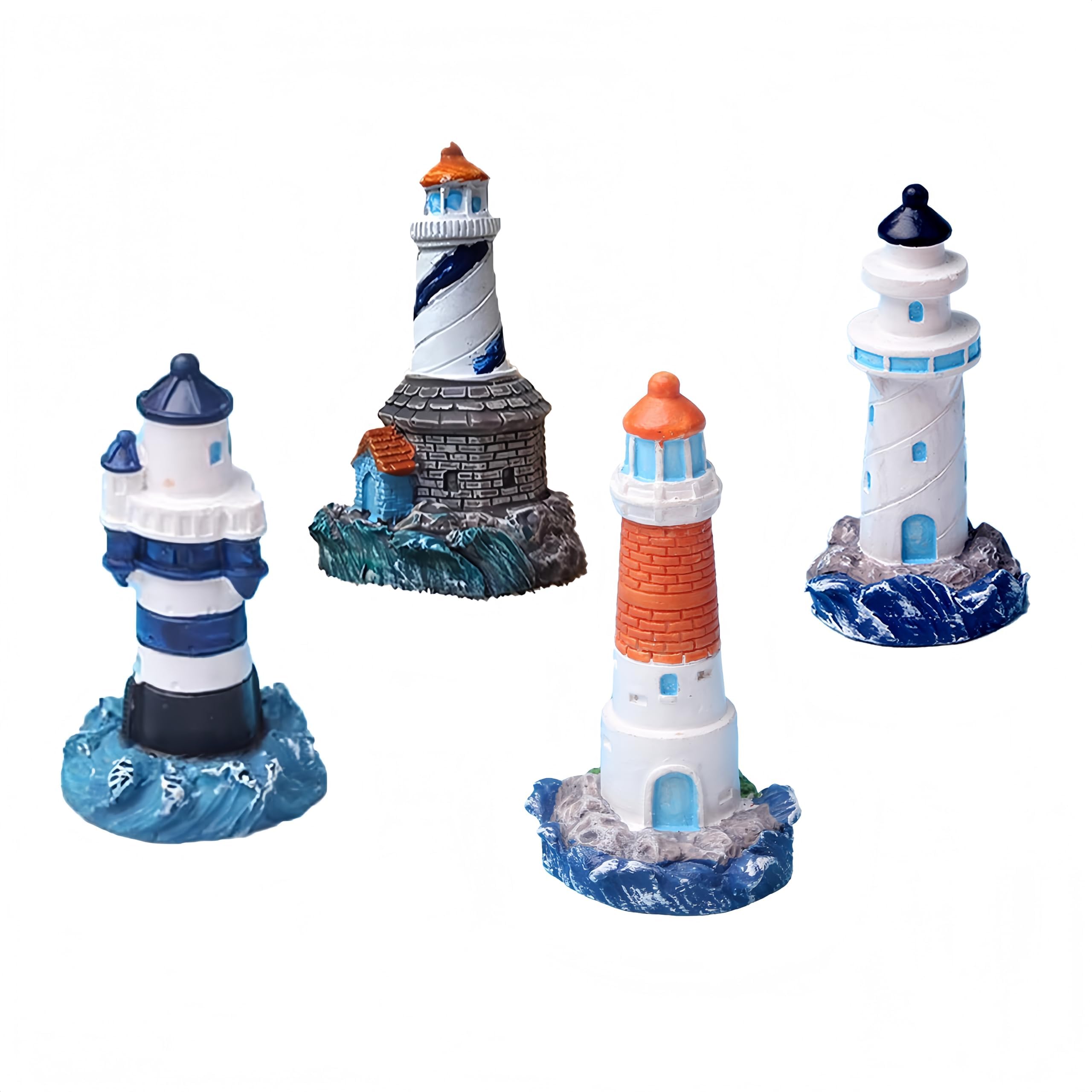 SHENIAFC Four Resin Lighthouse Models, Miniature Lighthouses, Outdoor Lighting, Garden Courtyard, Lawn, Fish Tank Decorations