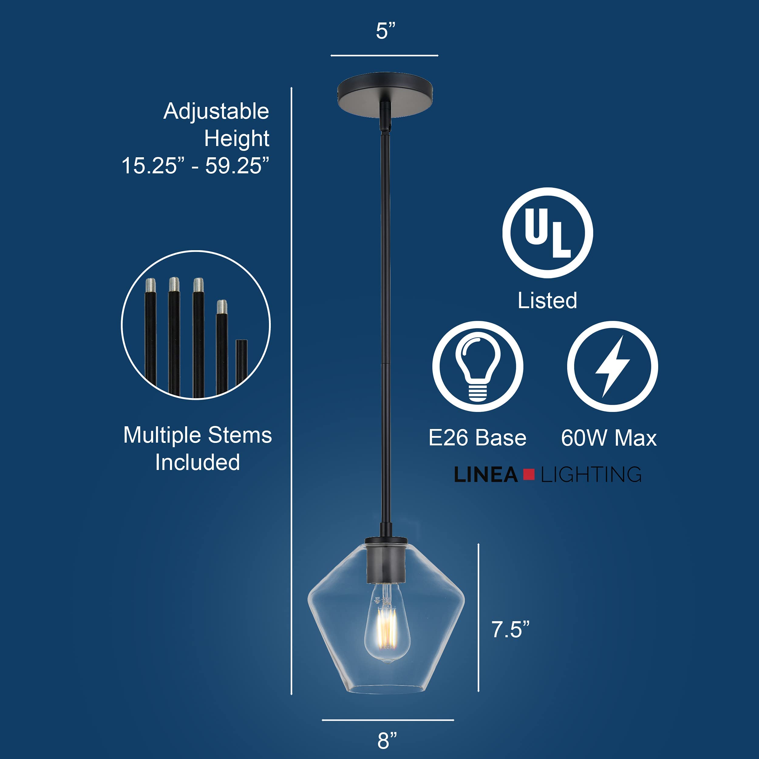 Linea Di Liara Macaria Modern Glass Farmhouse Pendant Lighting For Kitchen Island And Over Sink Lighting Fixtures Matte Black Pe