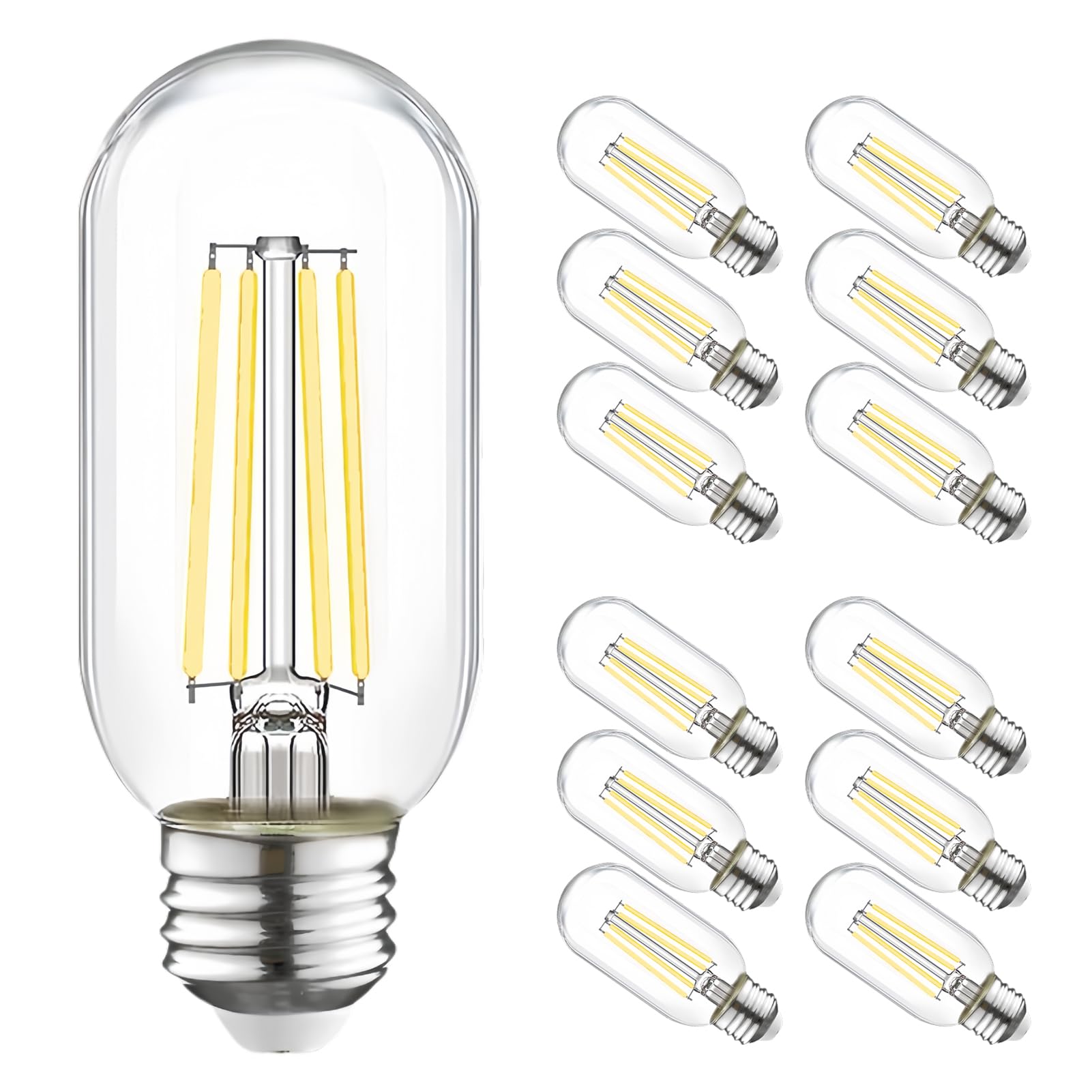 winsaLED Dimmable LED Bulb 60W Equivalent, Vintage E26 Base, 5000K Daylight, 6W, 800LM, 12 Pack, Glass