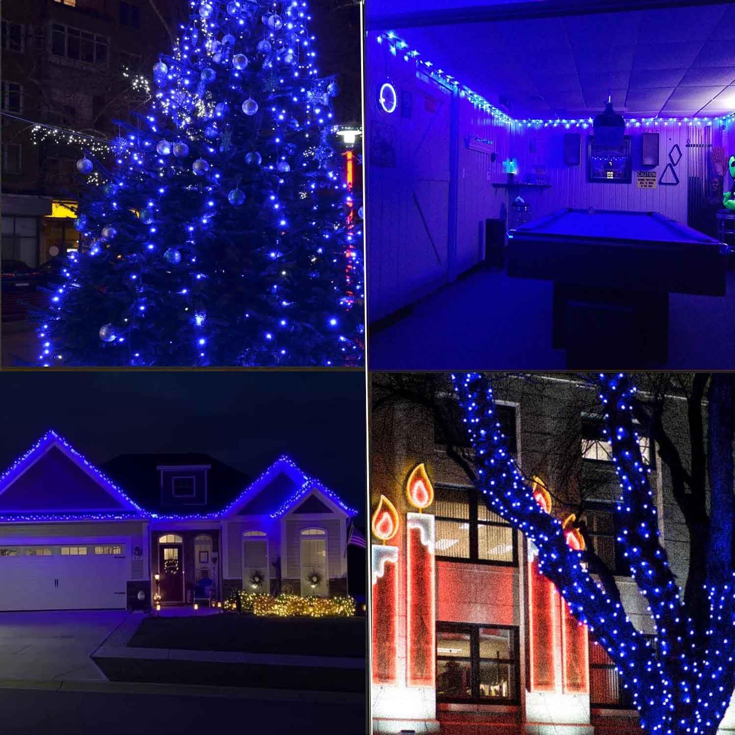 Meteds Christmas Lights 150 Count White Wire Ul Certified Connectable Warm White String Lights For Christmas Tree Garland Home Patio  Wedding Party Festival Decor-Blue