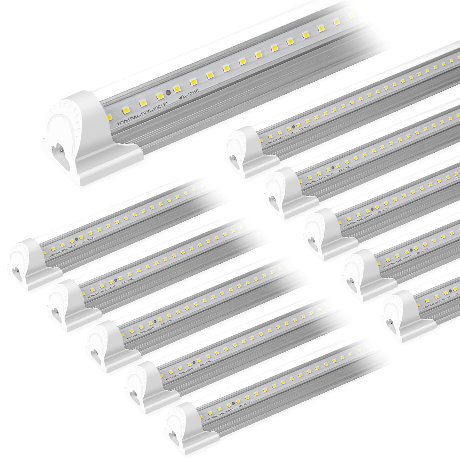 SZHLUX 10 Pack LED Shop Light 4FT, 42W 5000K 6300LM Daylight White Linkable Integrated Fixture, V Shape T8 LED Tube Lights, Clea