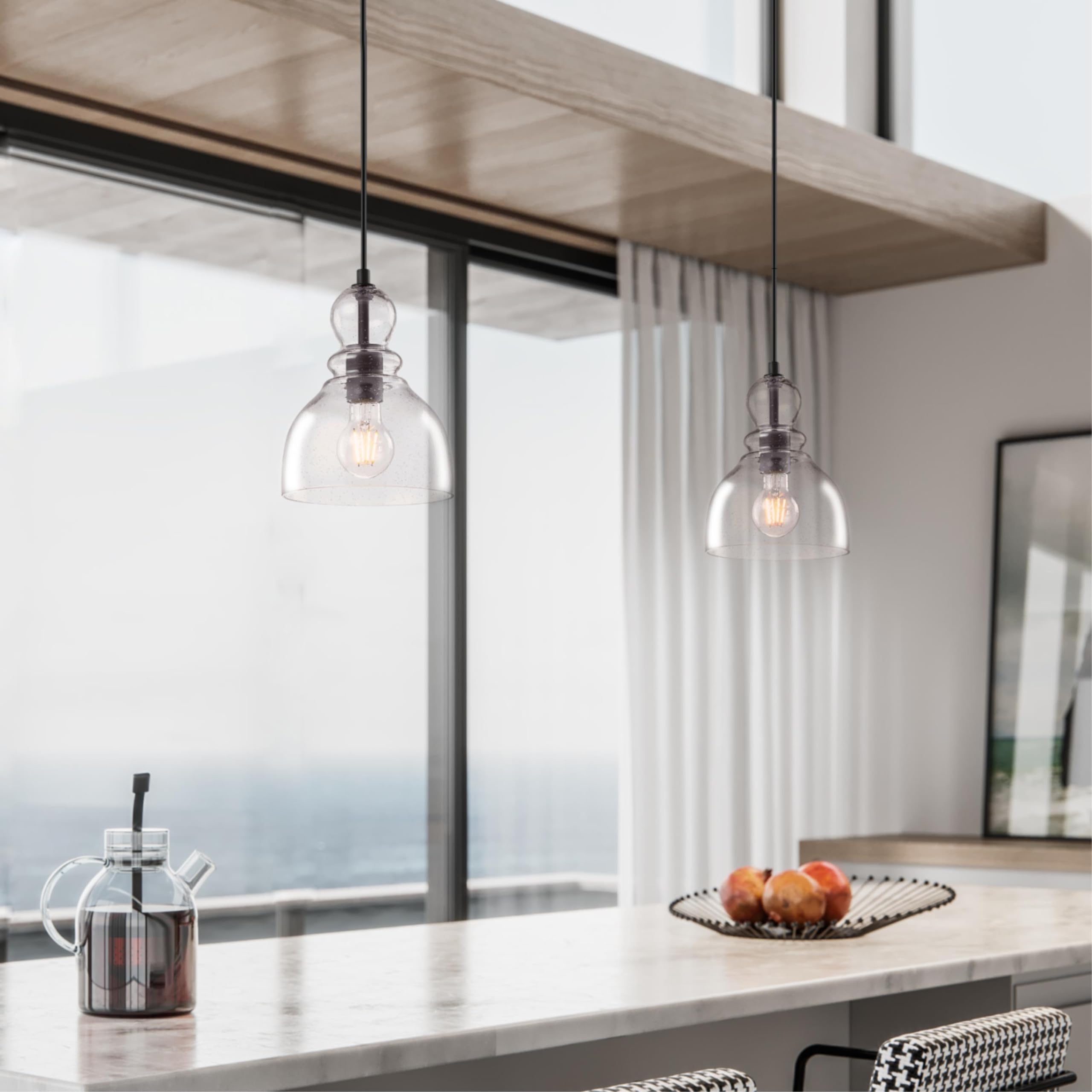 Westinghouse Lighting 6135800 One-Light Indoor Mini Pendant Light, Ceiling Light Fixture, Oil Rubbed Bronze Finish With Clear Se