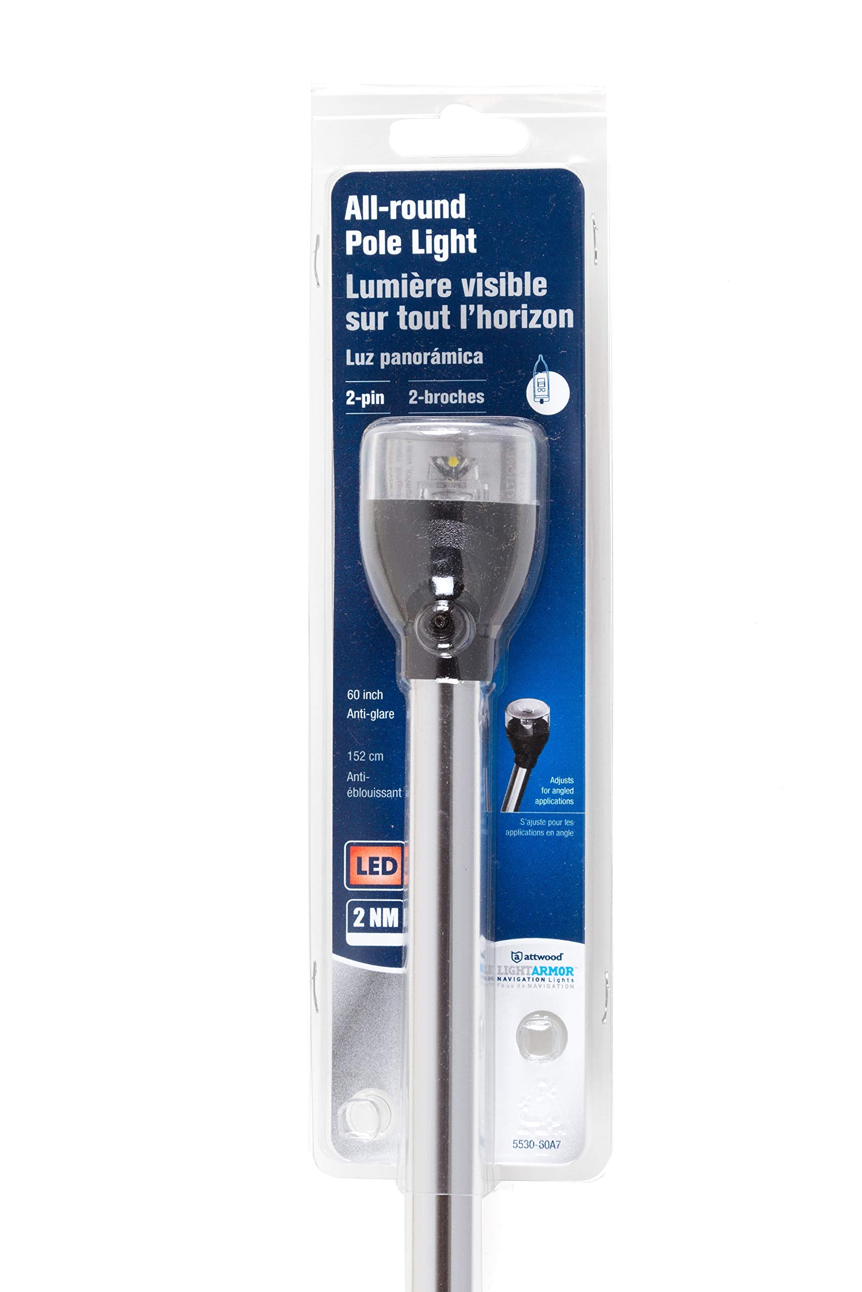 Attwood Light Armor All-Round Articulating Light 60” - Aluminum-Straight, Model 5530-60A7, Durable Material