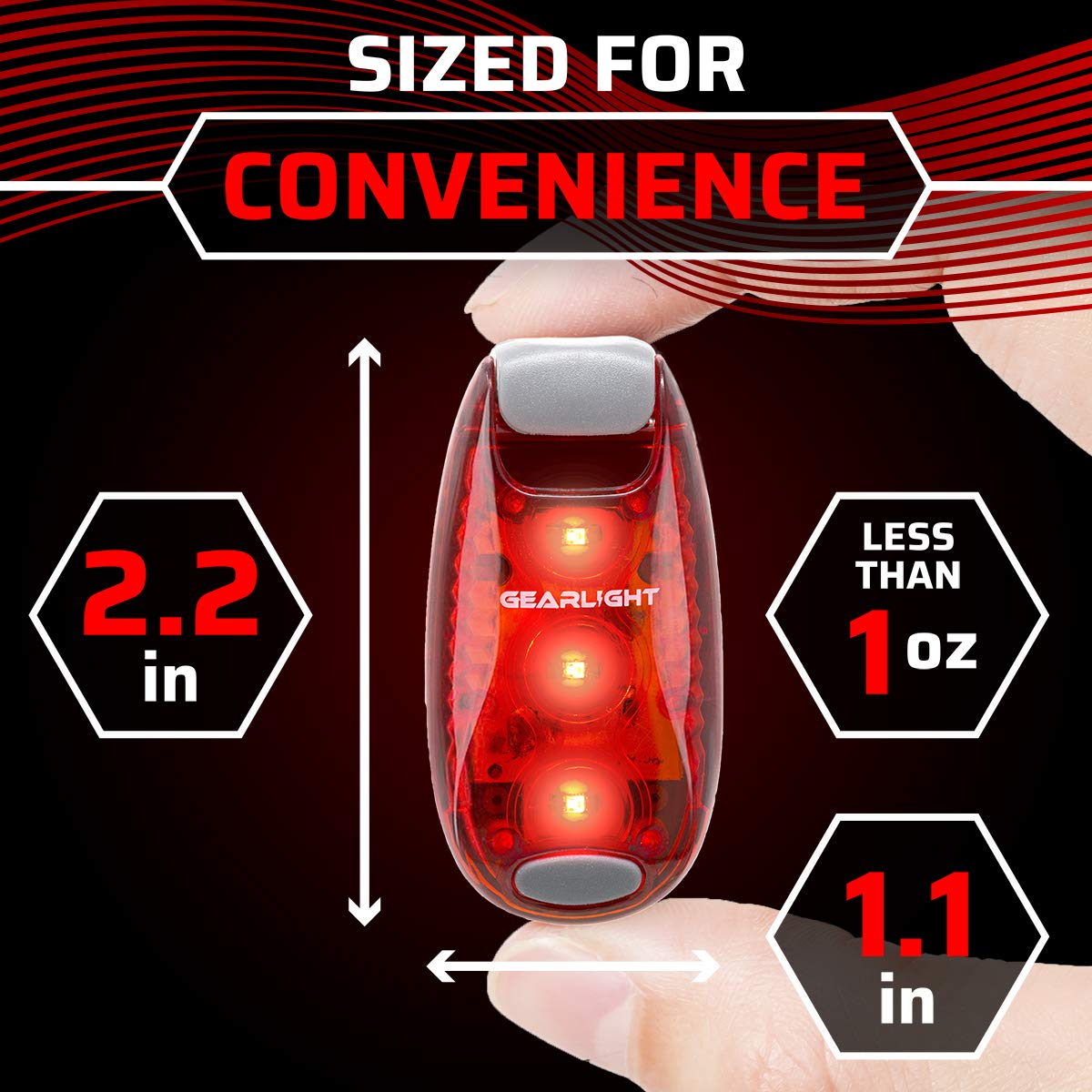 GearLight S1 LED Bike Taillights - 4 Pack, Clip-On, Pocket-Sized, Red/Green, Plastic
