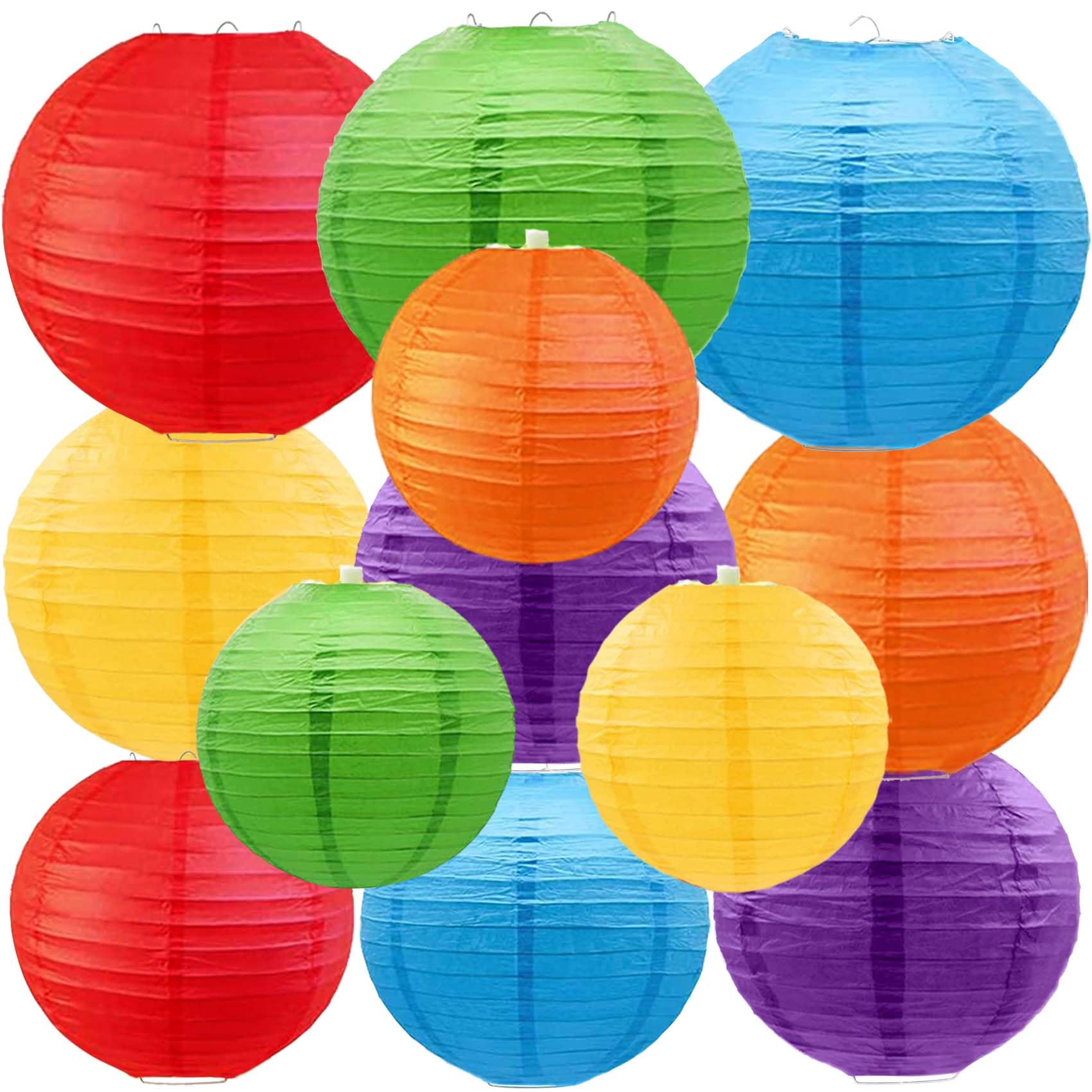 Brzikwt Rainbow Paper Lanterns 12Pcs Hanging Chinese Lanterns For Wedding Birthday Christmas Baby Shower Graduation Anniversary 