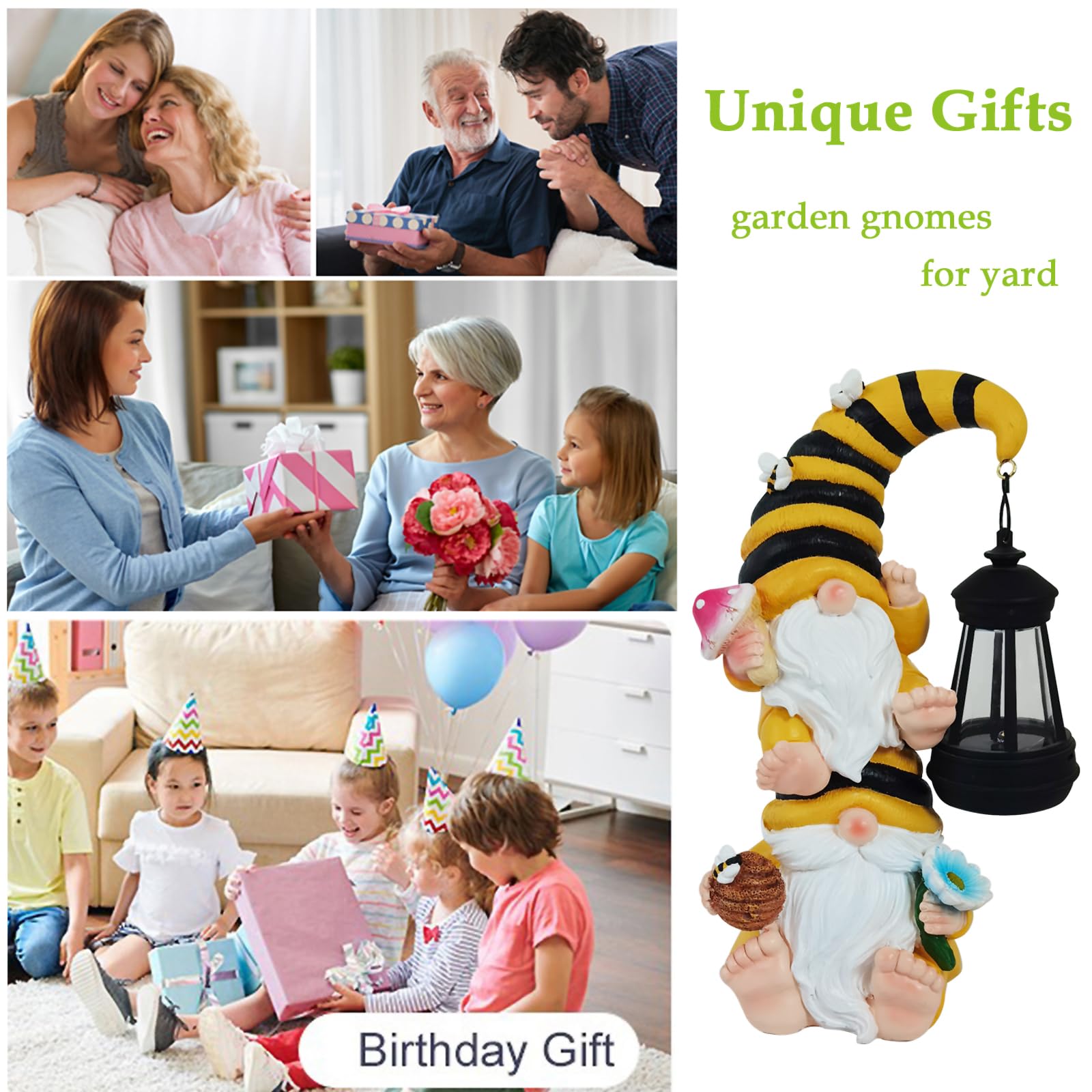 Tstgee Solar Garden Gnome Outdoor Decor Funny Outdoor Statue Solar Gnome Decorations For Yard,Patio,Lawn,Gifts For Women,Mom