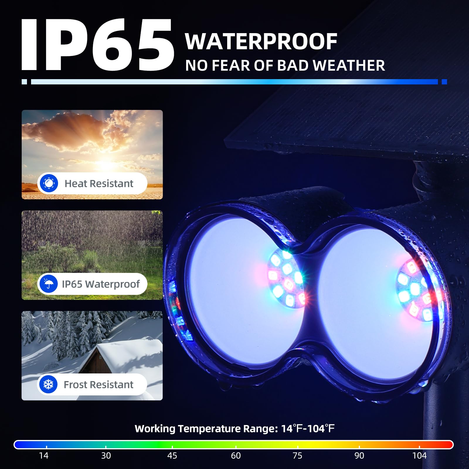 Barrina Outdoor Solar Spot Lights, 360 Horizontal Adjustable, 24 LEDs Solar Spotlights Outdoor Waterproof, Color Changing Solar