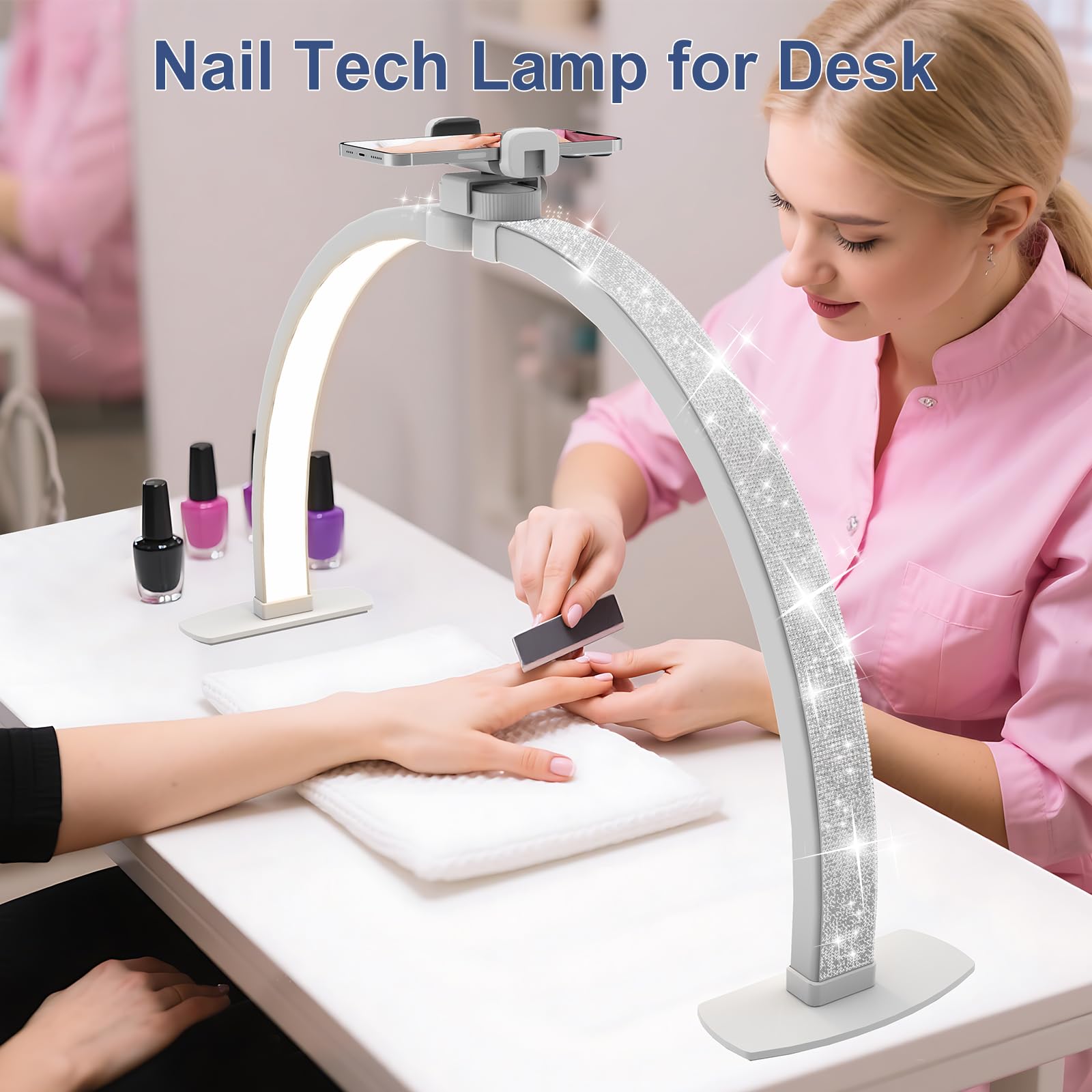 iVict 29in Nail Desk Light, 40W LED with Phone Stand, 10 Brightness Levels, 3 Color Temperatures, Rainbow F-700A