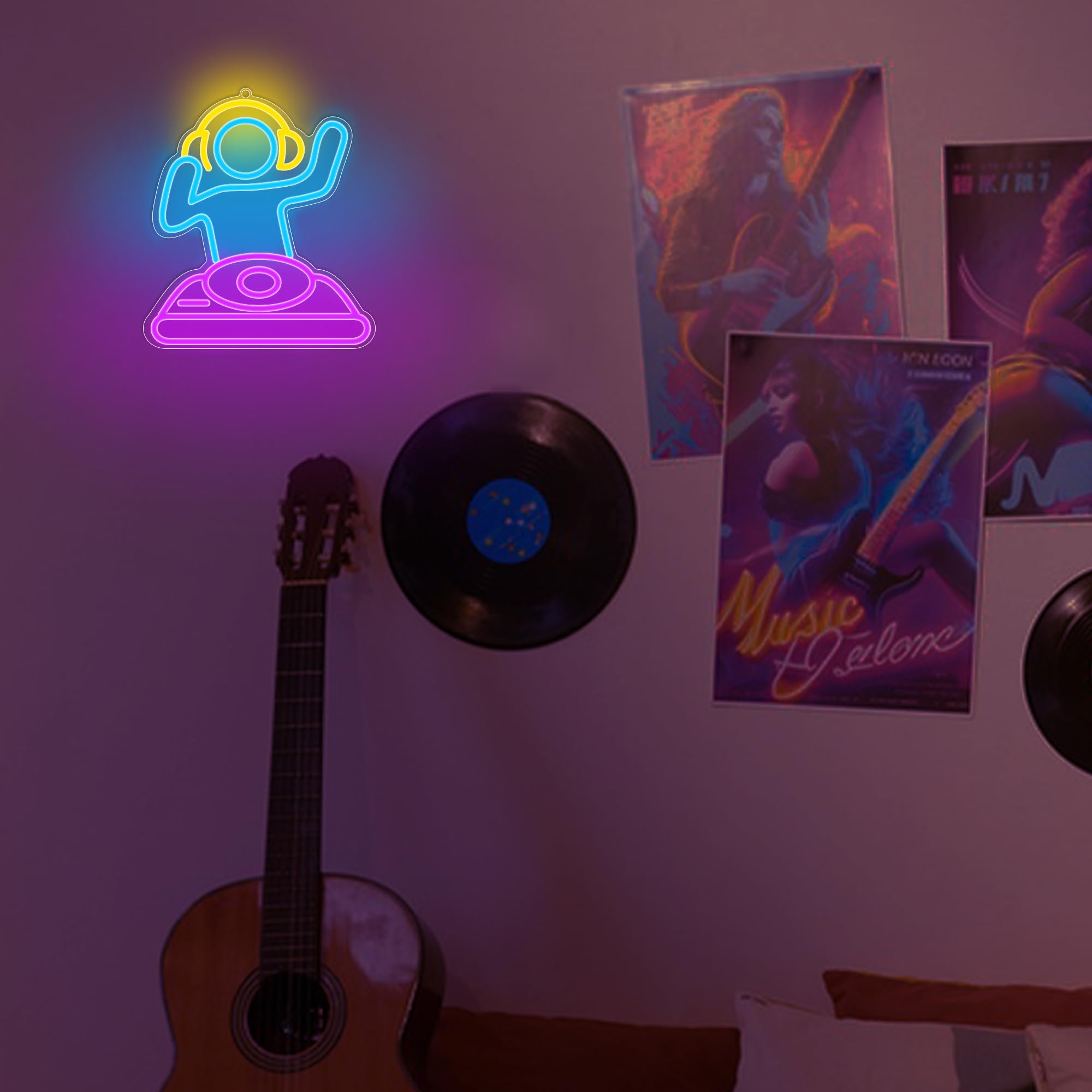 Anywin DJ Player Neon Sign - USB LED Wall Decor Light, Dimmable, 35 cm x 2 cm, Ideal for Bar, Bedroom, Gaming Room, Men Cave