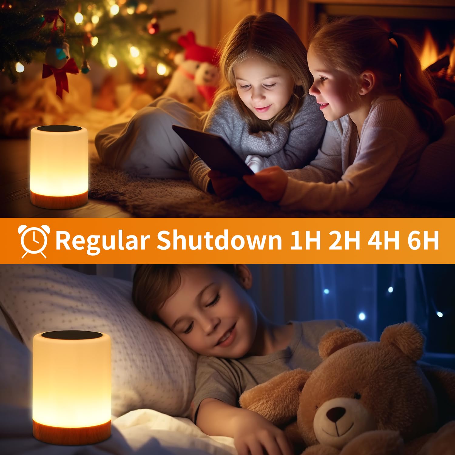 Oorun Touch Bedside Table Lamp - 13 Rgb Colors, 5 Brightness Levels, Usb Rechargeable, 2 Pack Brown, Model F8, Portable Light