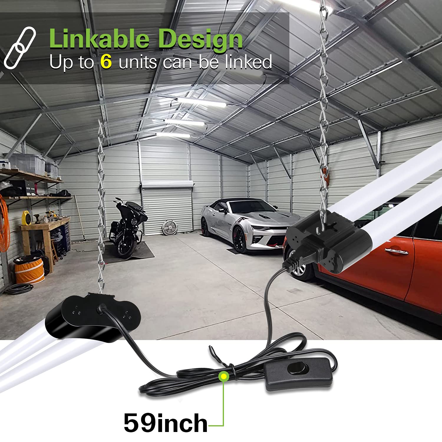 Hykolity 10 Pack 4Ft Linkable Led Utility Light Fixture, 4400Lm, 42W, 5000K Daylight For Workshop, Garage, Hanging Or Surface Mo