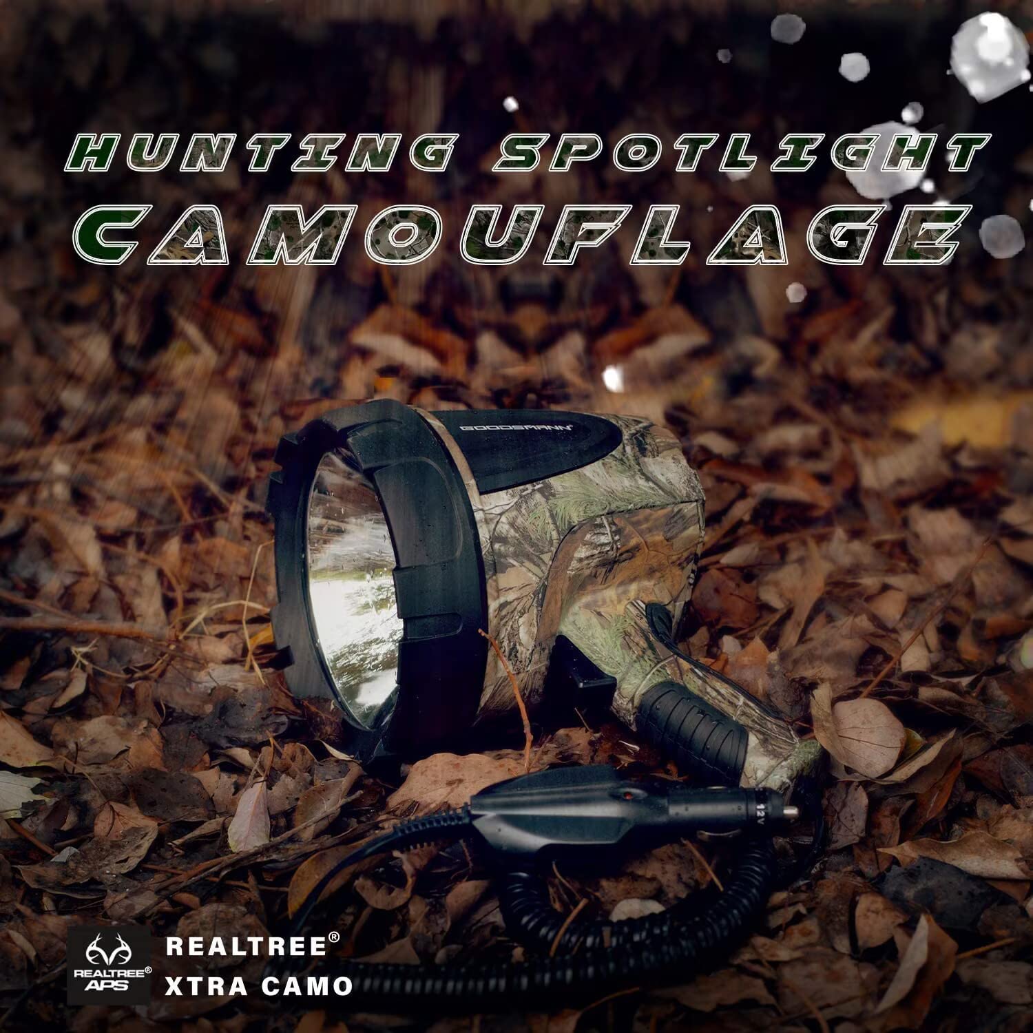 Goodsmann Spotlight Camo Hunting Spot Lights 12 Volt Marine Spotlight Tacticpro 1500 Lumen Realtree® Xtra Halogen Boat Spotlighting 9924-H102-01