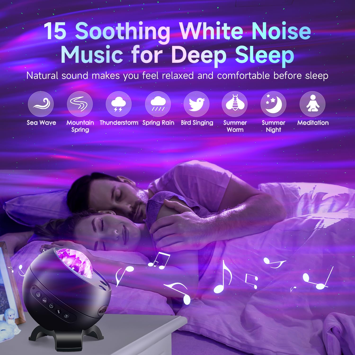 COOLNIGHT Galaxy Projector - 180 Light Modes, Bluetooth, Remote Control, Black Night Light for Kids & Bedroom Decor