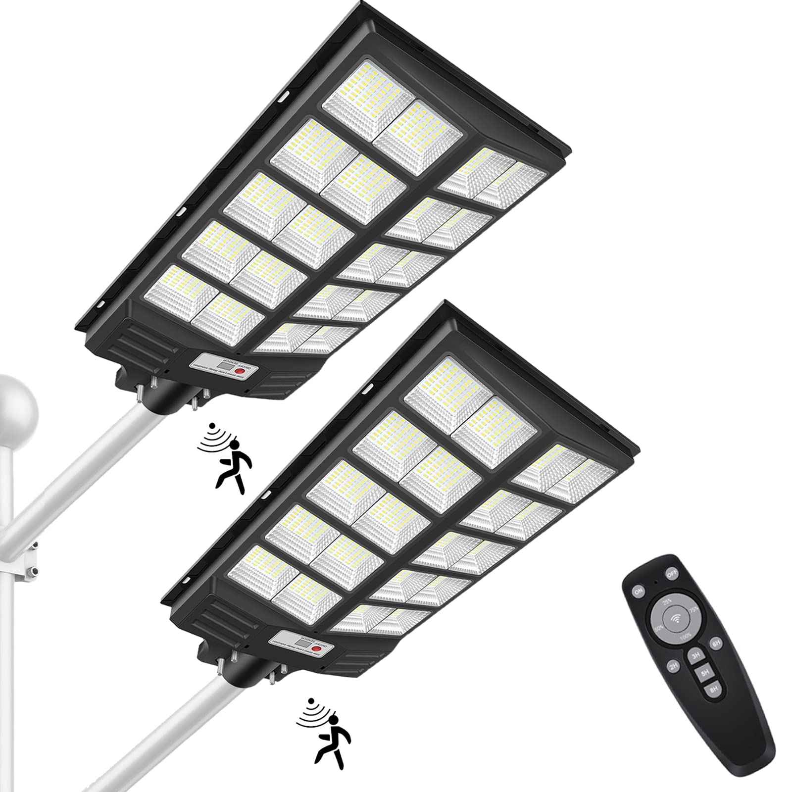 Insdea 6000W Solar Street Light, 600000Lm Led Flood Lights With Motion Sensor, Waterproof Black