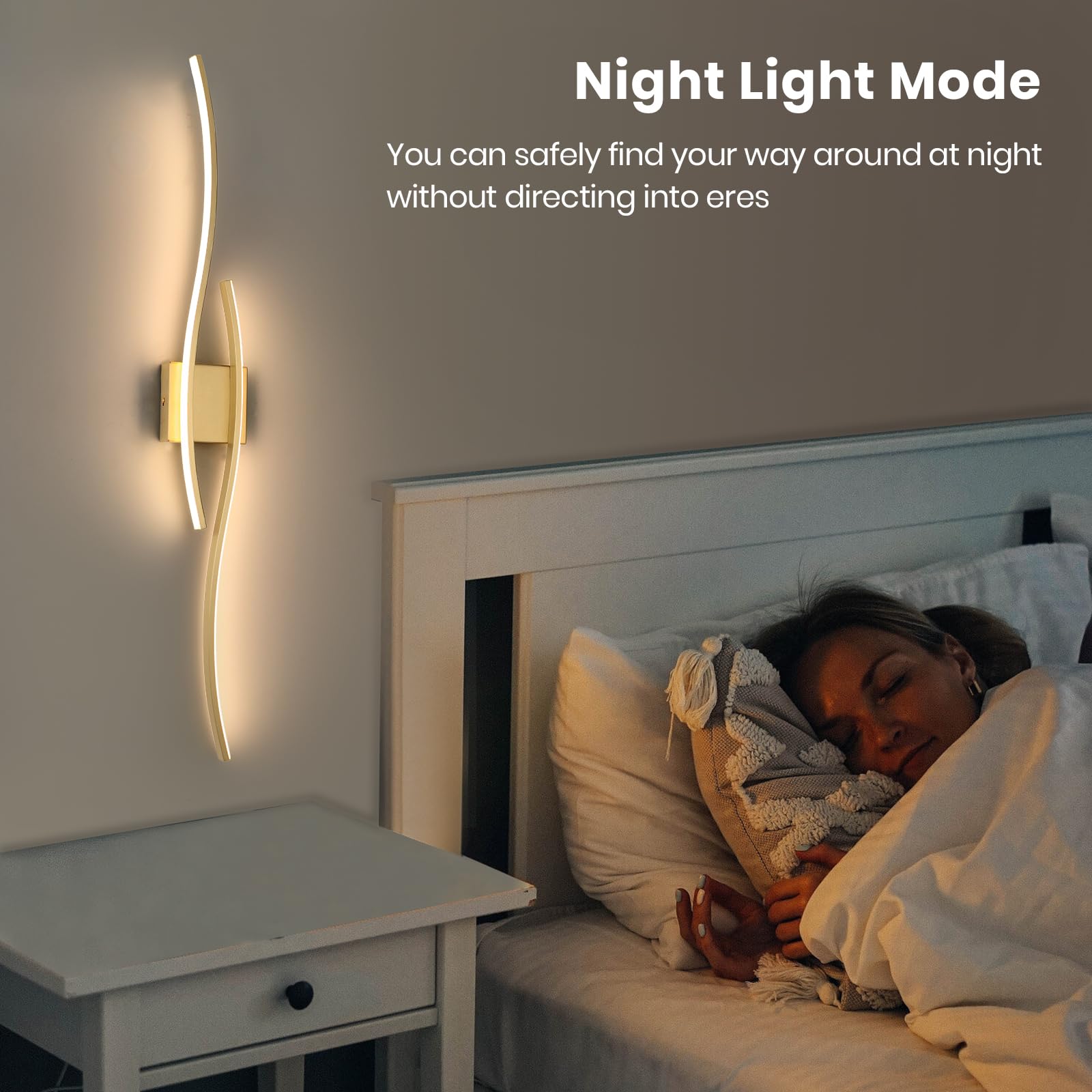 EIDEARAY LED Wall Sconce Set of 2, 40" Dimmable Gold Lighting with Remote Control, Hardwired for Indoor Use, Model WL-CTGD-D2