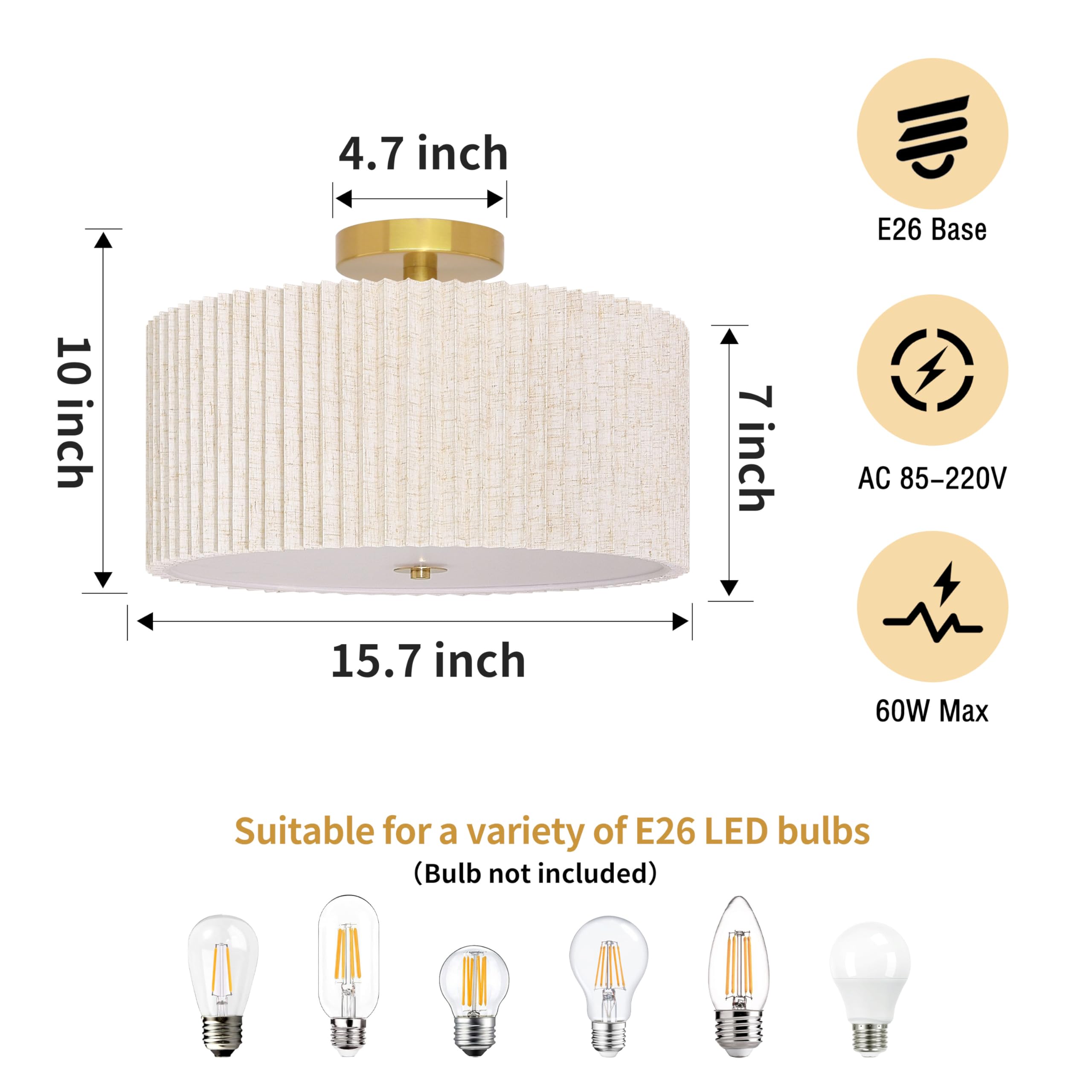 3 Light Semi Flush Mount Ceiling Light Fixture Drum Ceiling Light With Pleated Fabric Shade Gold Semi Flush Mount Ceiling Light