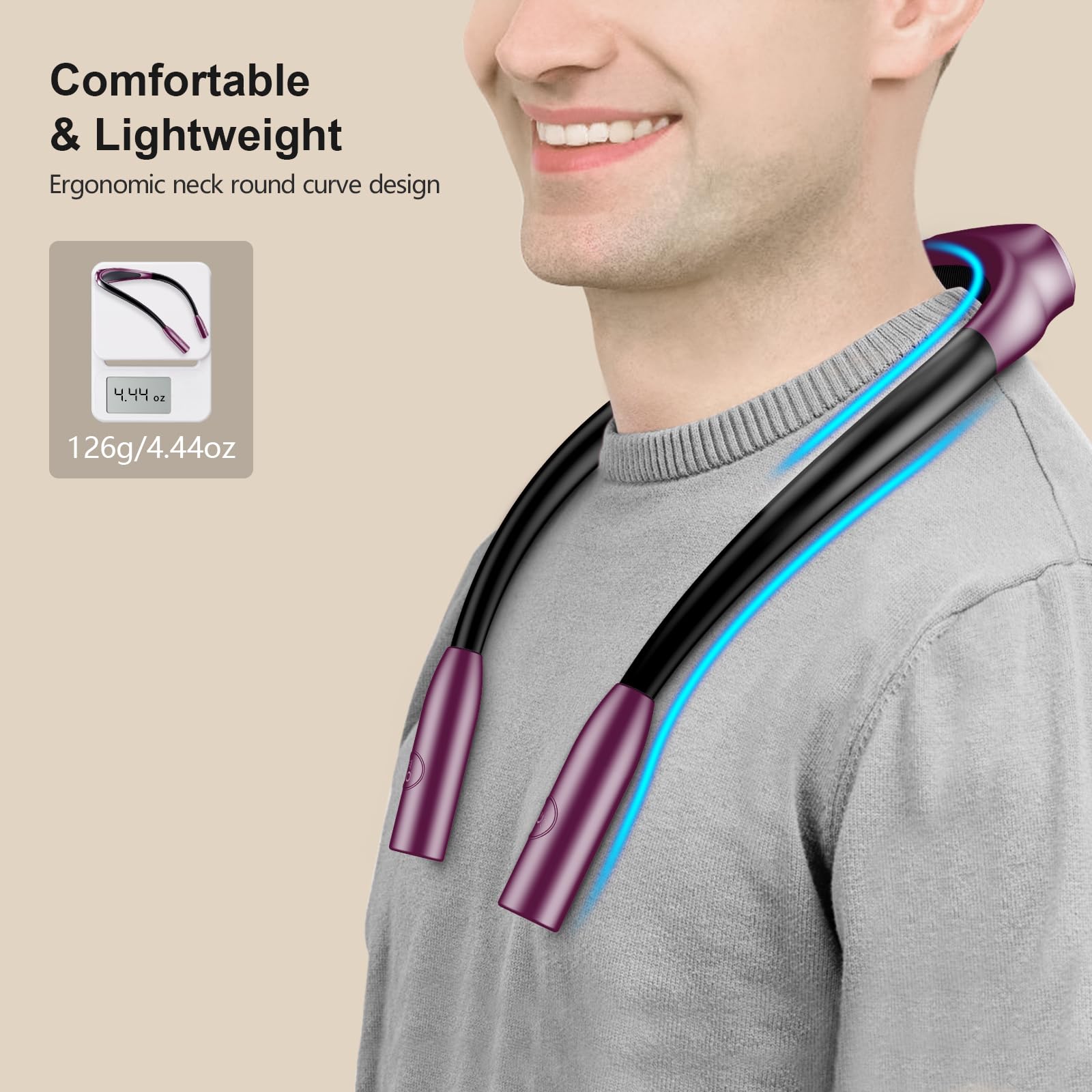 Gritin LED Neck Reading Light, Dimmable, 80+ Hrs Runtime, Compact, Night Violet, Model G1337
