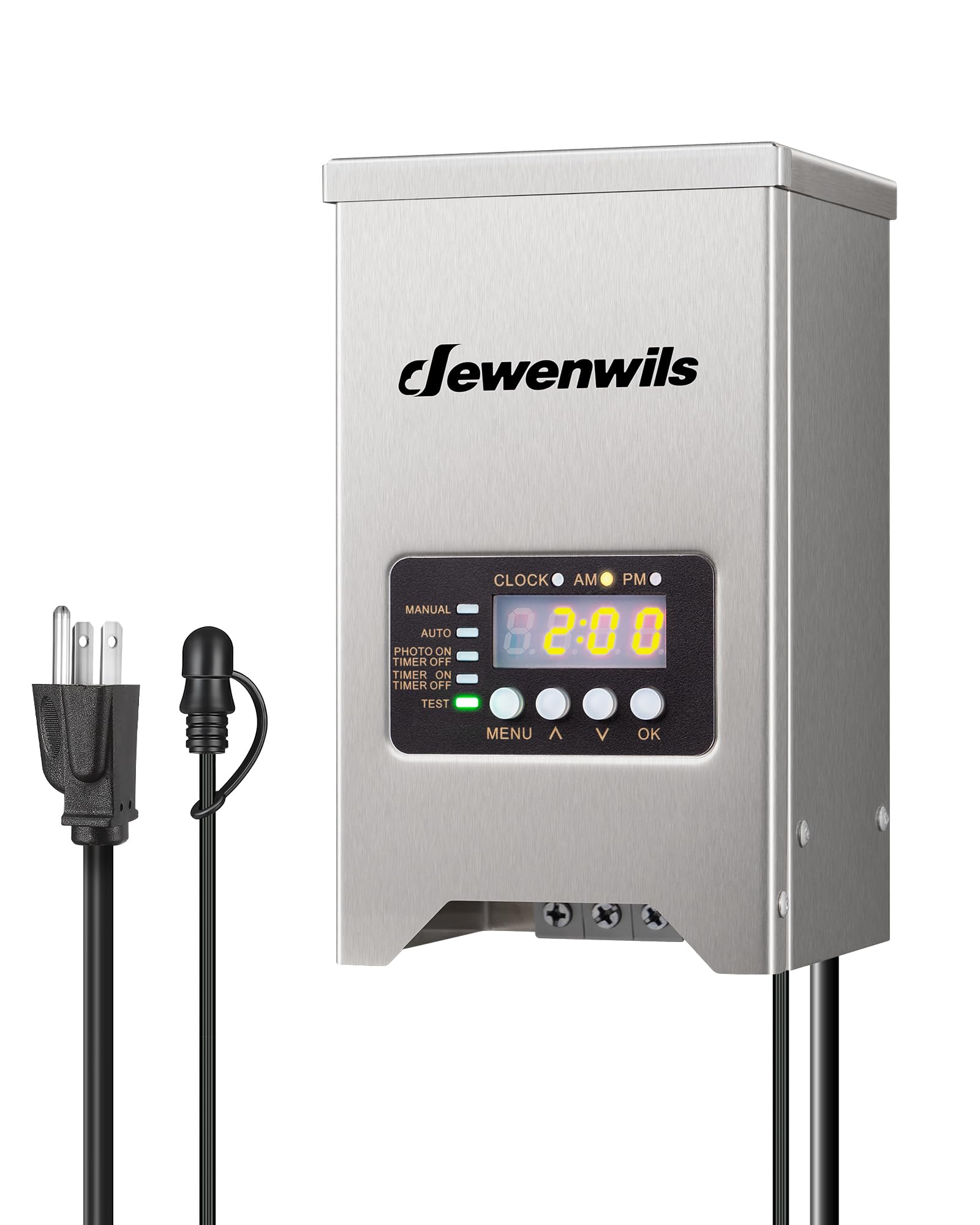 Dewenwils 150W Low Voltage Landscape Transformer, Outdoor Low Voltage Transformers With Photocell Sensor & Timer, 120V Ac To 12V/15V Ac Waterproof, Landscape Lighting Transformer For Led Lighting