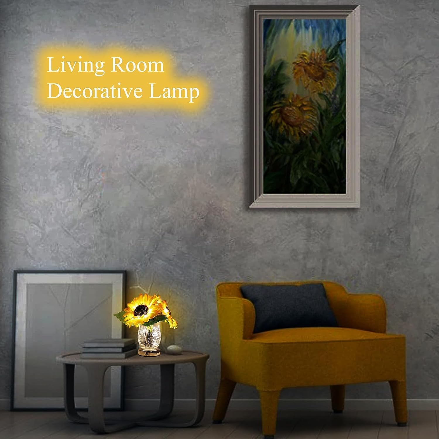 Sunflower Table Lamp, Led Artificial Plants Flower With Glass Vase Night Light Usb Rechargeable Touch Stepless Dimmable Desk Lam