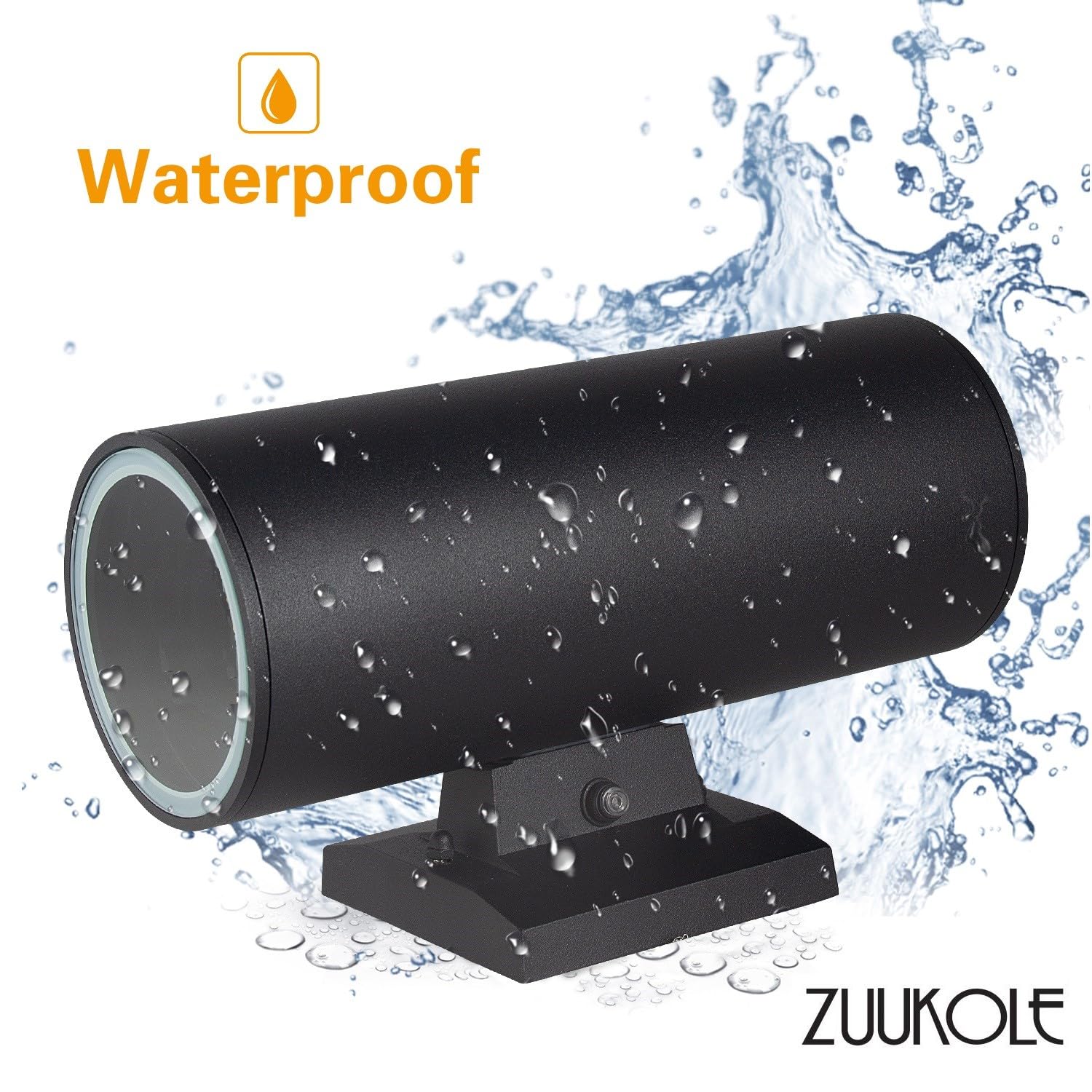 ZUUKOLE Outdoor Wall Sconce, Dusk to Dawn Sensor, Waterproof Aluminum, Up Down Light Fixture, Black, Model T001BT