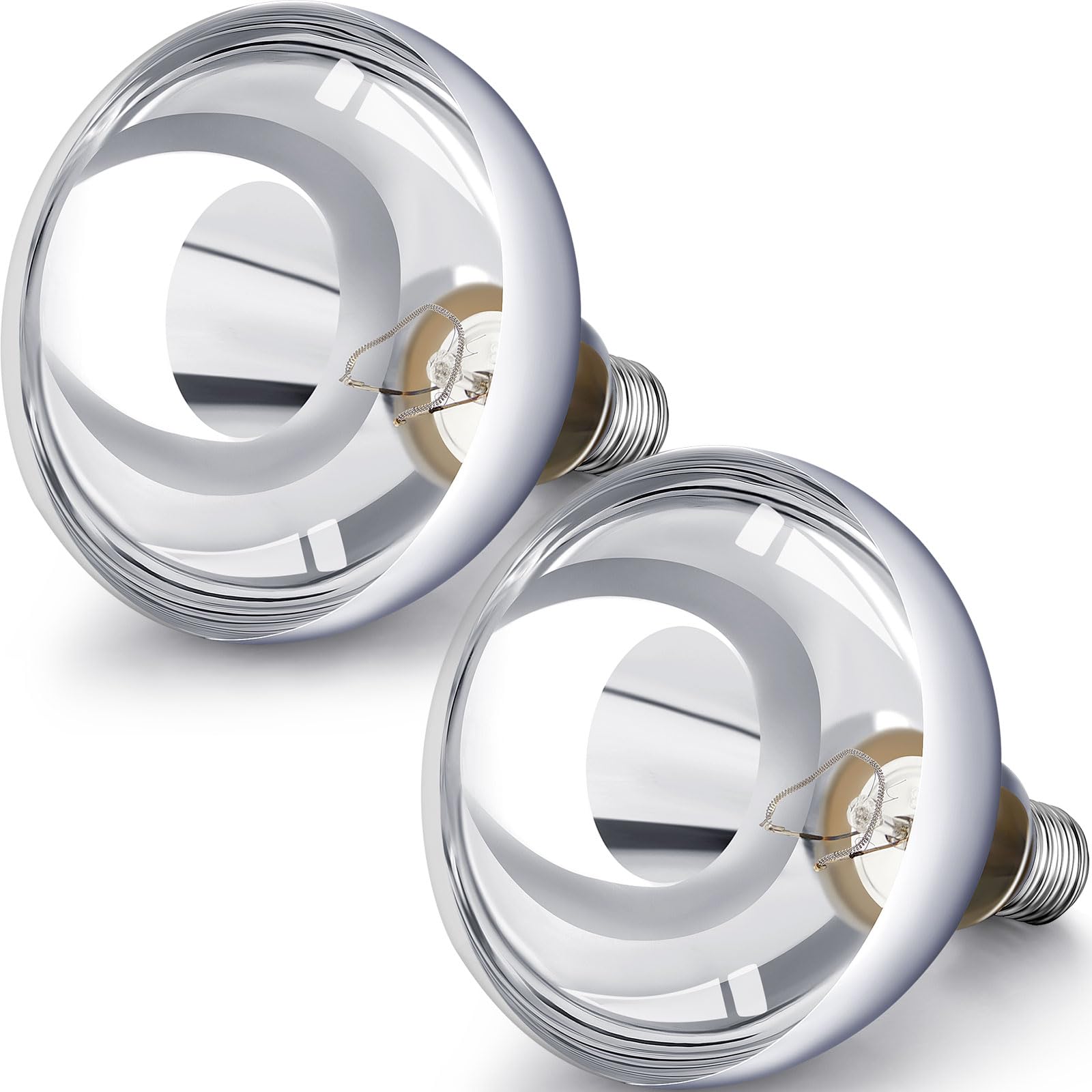 VIHOSE 250 Watt Heat Lamp Bulbs, E26 Base, Glass Incandescent, Silver, Model ANB-VIHOSE-4851, 2 Pack for Reptiles, Ch