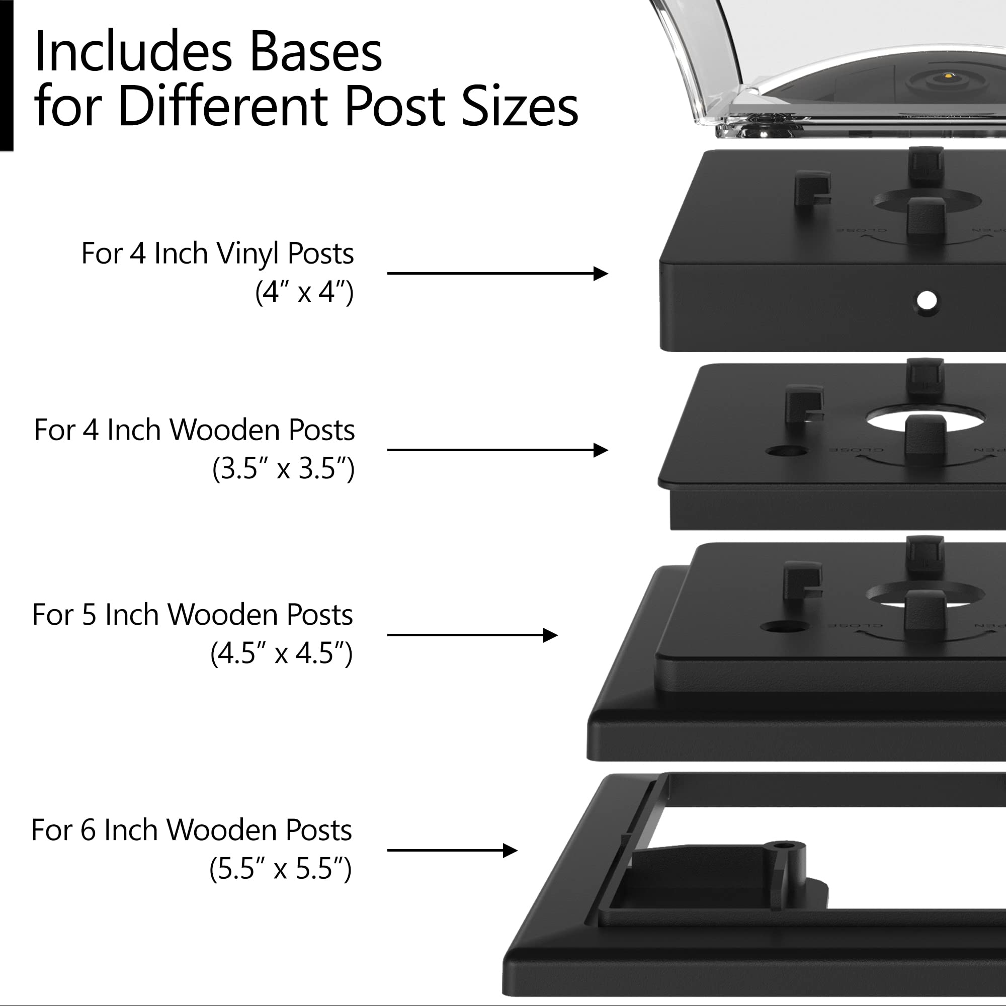 Davinci Lighting Solar Post Cap Lights - Bright LED for Fence, Deck, Patio - 4 Pack - Slate Black
