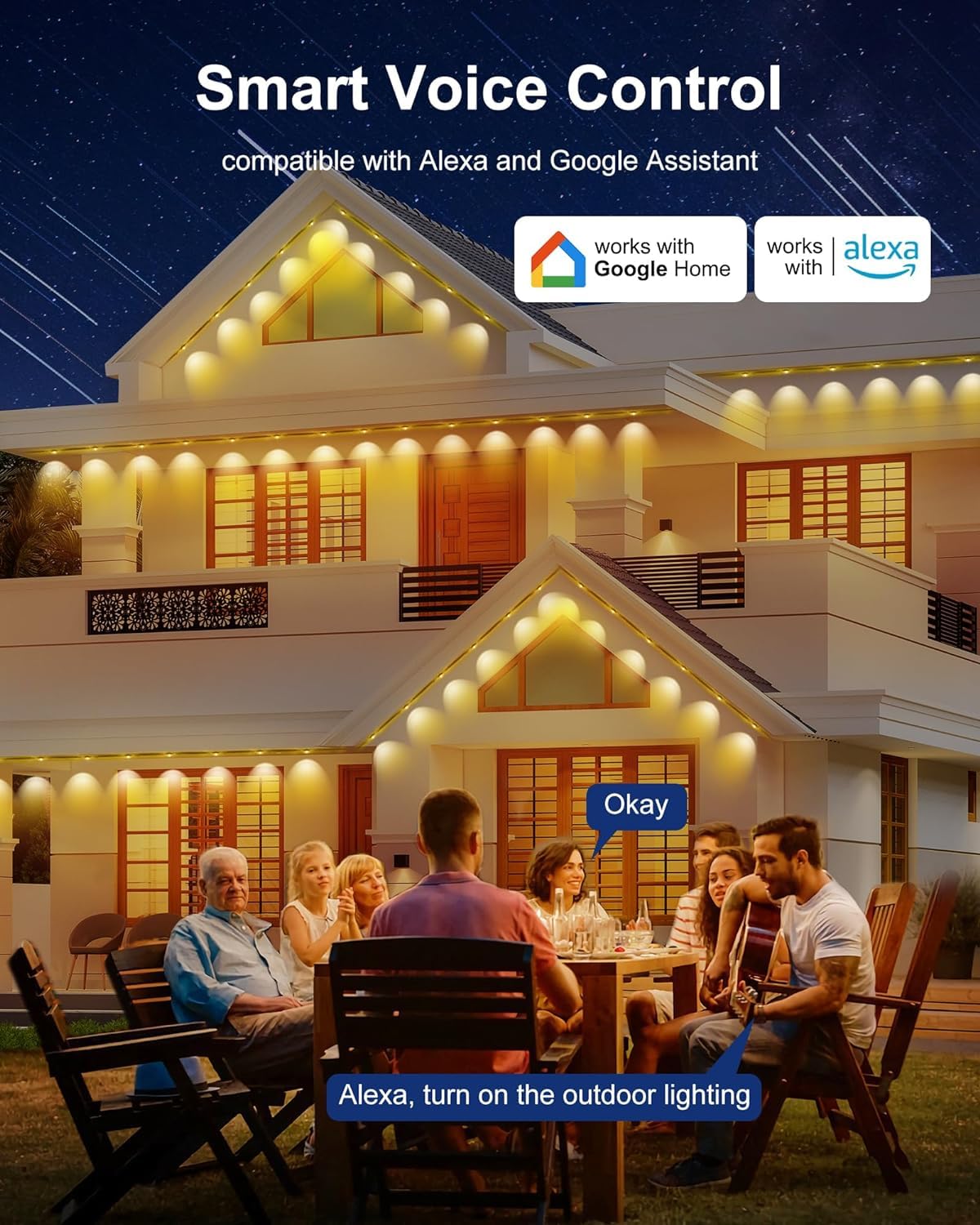 Zbqej Permanent Outdoor Lights 50Ft, Smart Rgb Eaves Lights With 54 Scene Modes, Ip67 Waterproof Outdoor Led Lights For Home Par