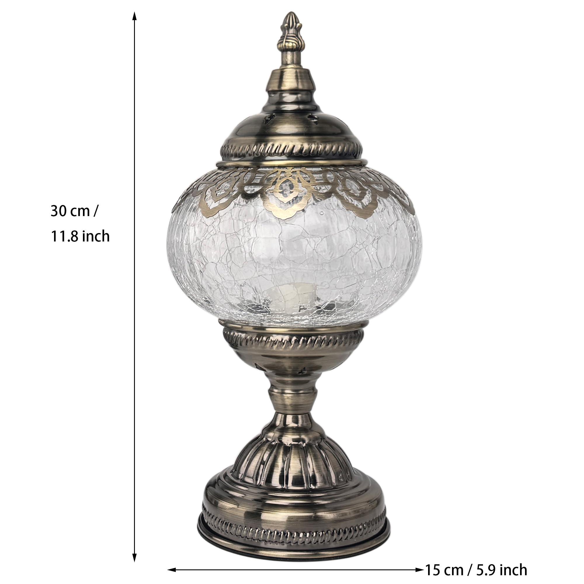 GOGERS Turkish Moroccan Table Lamp, Handmade Mosaic Glass, Tiffany Style, White 1, Model GS-HH-Y8, Decorative Desk Lamp for Bedroom