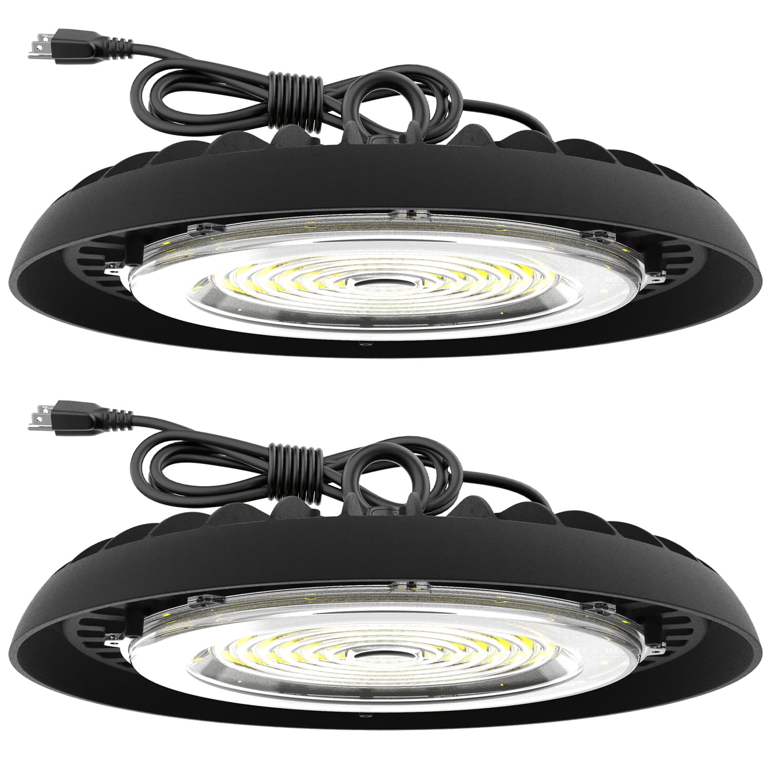 Sunco 2 Pack UFO LED High Bay Light, Plug & Play Lighting for Warehouse, 5000K Daylight, 200W, Power Cord Included, 28000 LM, 12