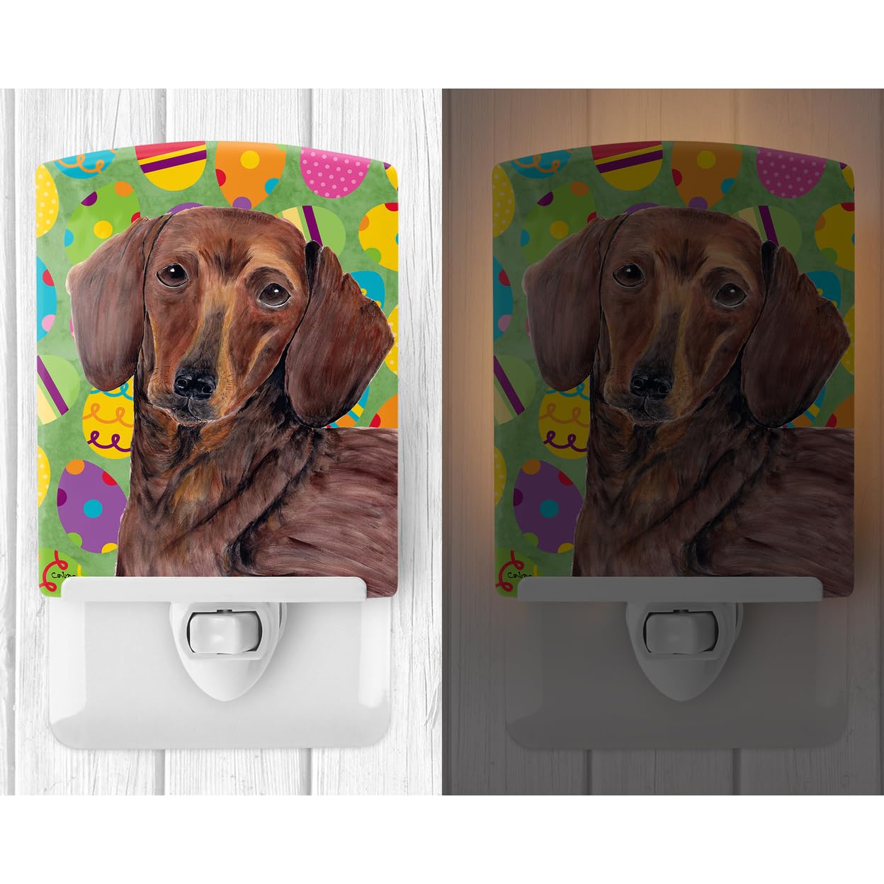 Carolines Treasures Ceramic Night Light, Dachshund Design, UL-Certified, 6x4x3 inches, Multicolor, Model SC9448CNL