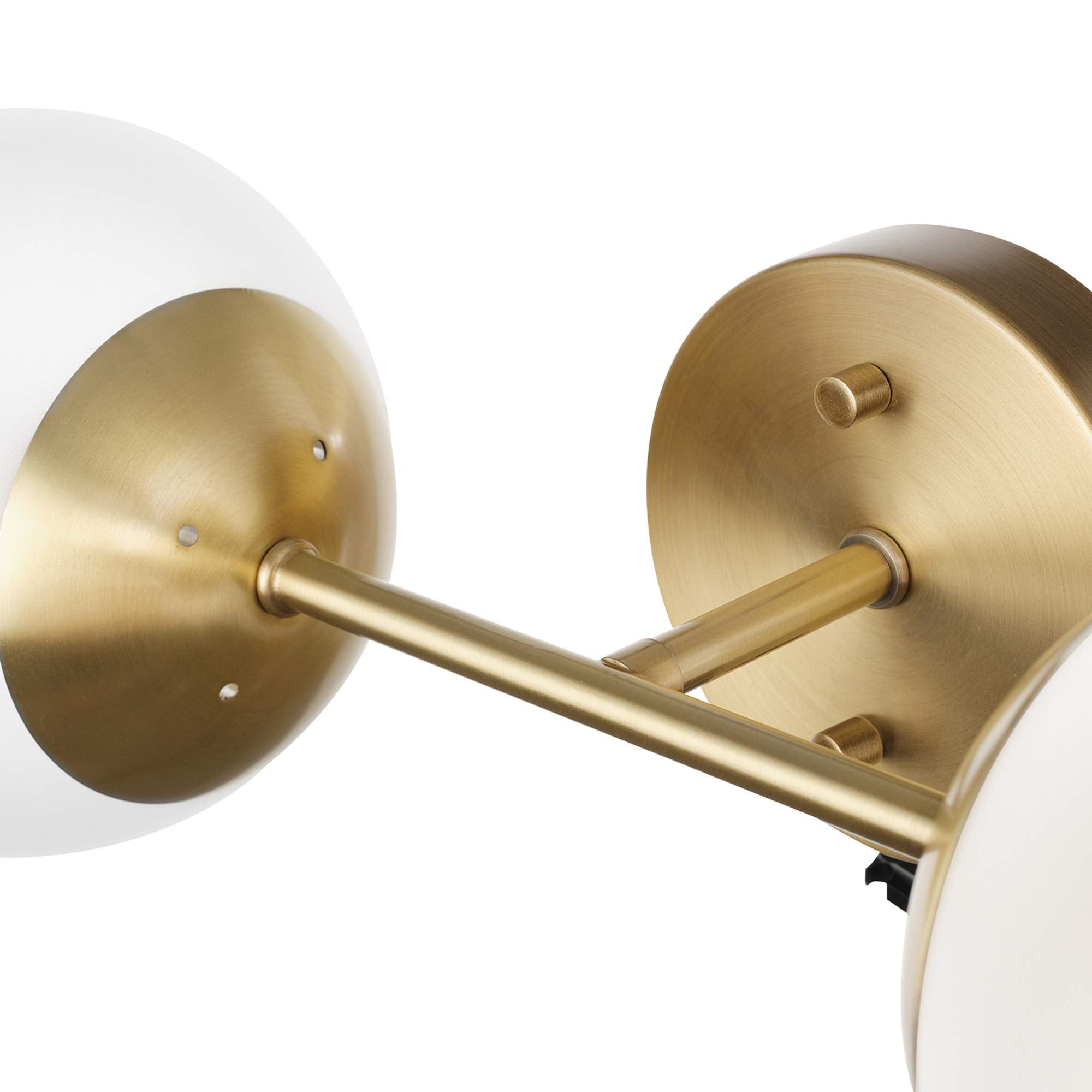 Globe Electric Celestia 2-Light Wall Sconce, Matte Brass, Frosted Glass Shades