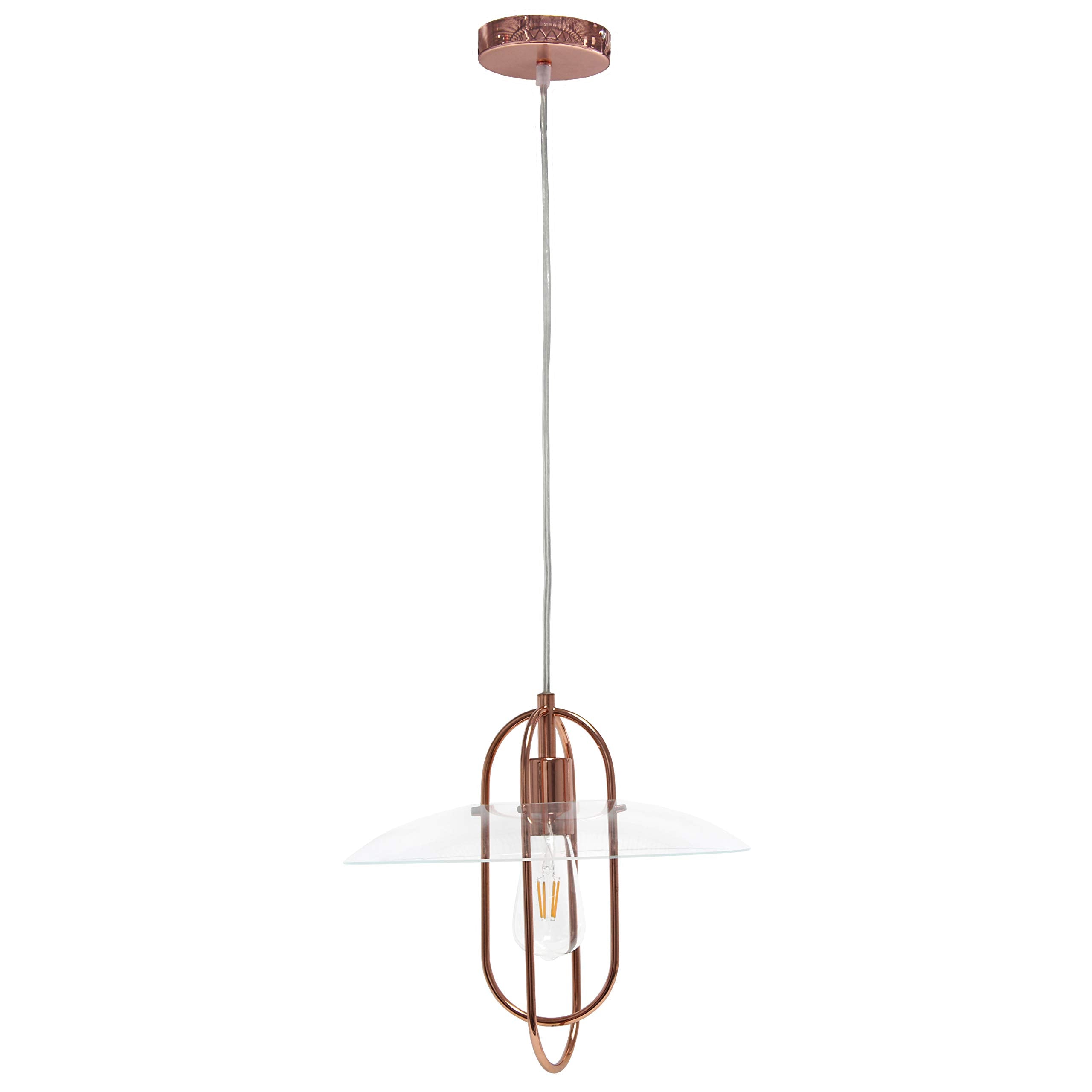 Simple Designs PT1008-RGD Modern Pendant Light, Iron, Rose Gold