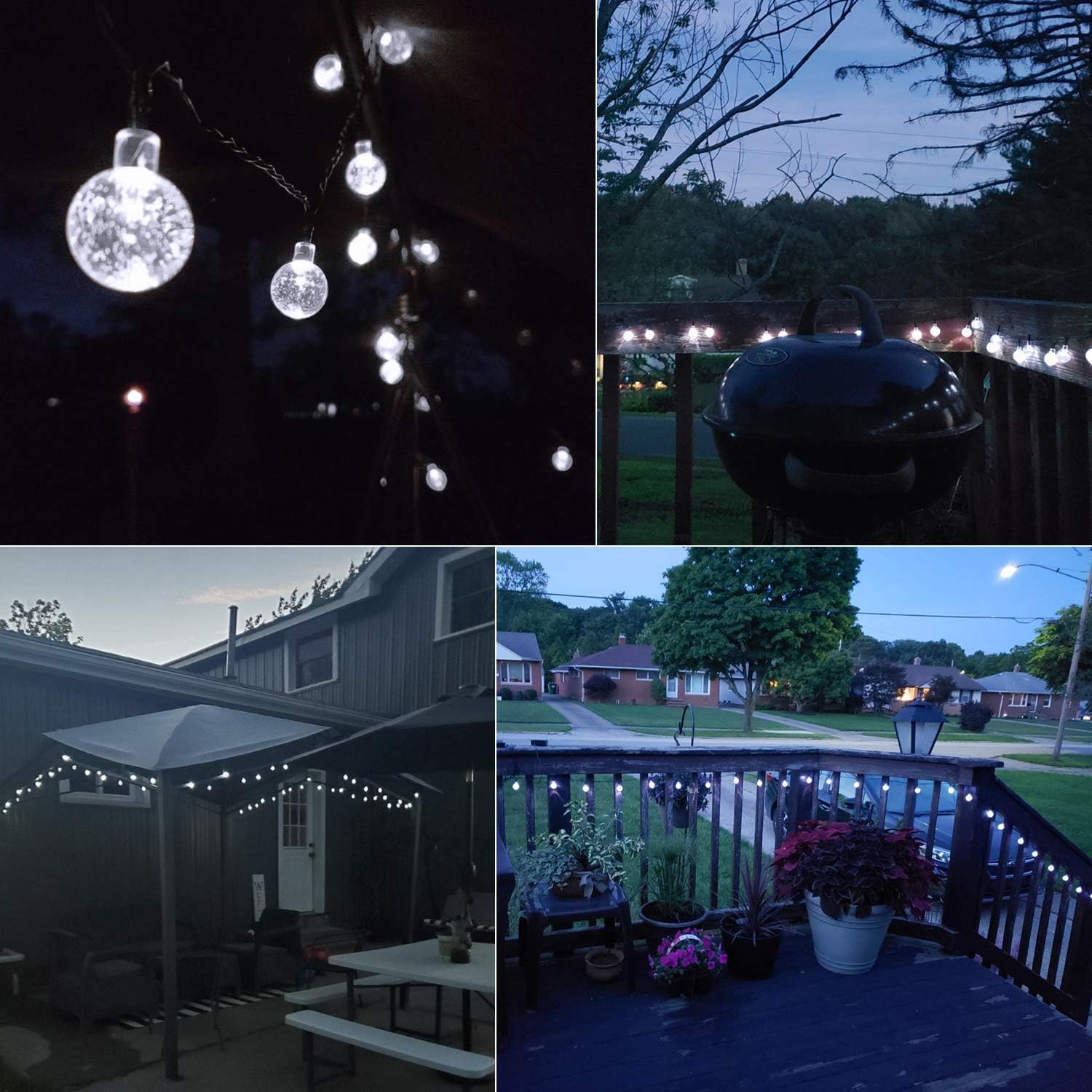 Brightown Solar String Lights - 60 LED, 35.6 ft, 8 Lighting Modes, Waterproof, Pure White, Model SL-PW