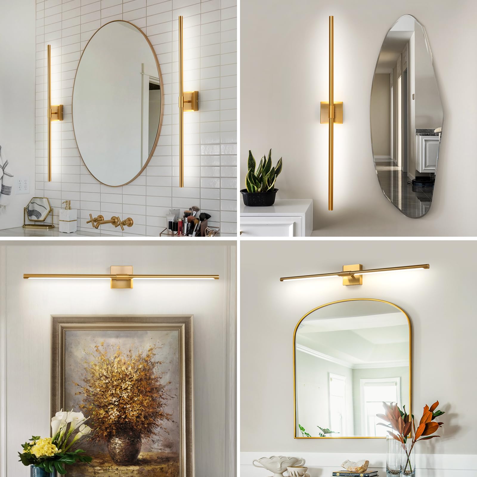 Faziyo Bathroom Vanity Light Fixtures Over Mirror 40 Inch Led Vanity Lights 4000K Morden Bathroom Sconce Picture Lights For Pain