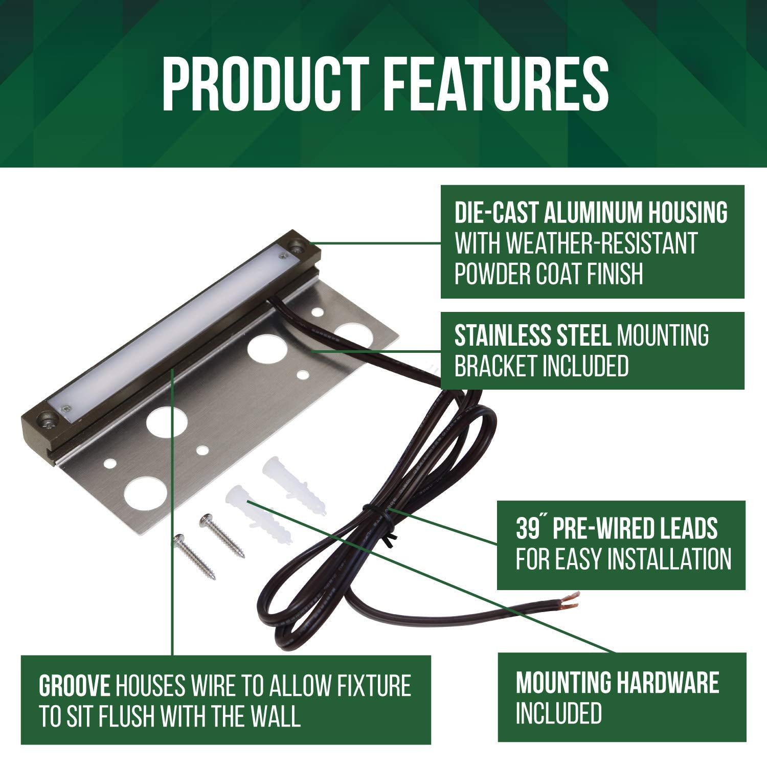 Gkoled 4W Hardscape Light, 6.8&quot; Frosted Lens, Dark Bronze, 12V Ac/Dc,