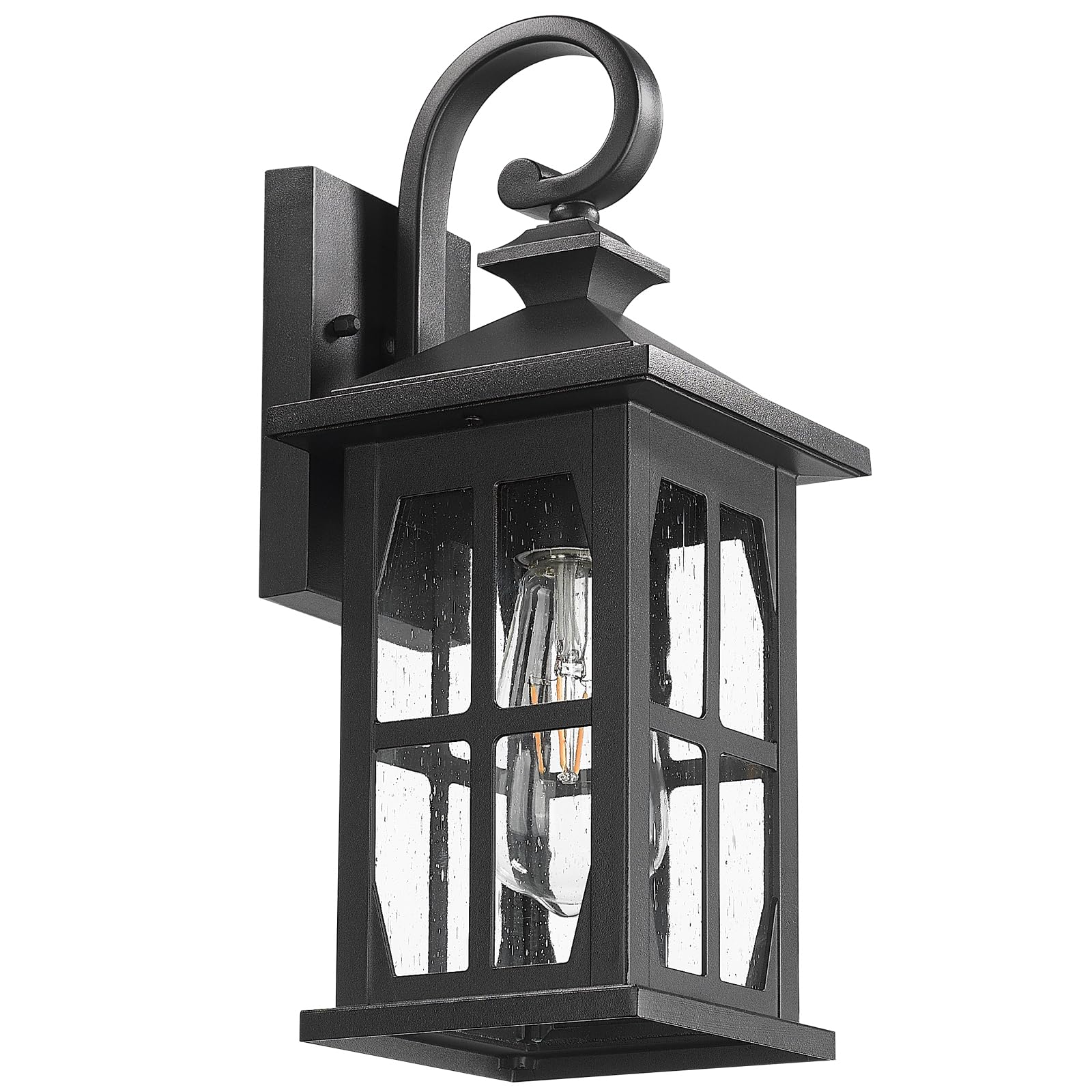 Darkaway Outdoor Light Fixtures Wall Mount  Outdoor Wall Lights Exterior Lighting Fixtures Waterproof Black Outside Wall Sconce With Seeded Glass For House Porch Hallway Garage Front Door
