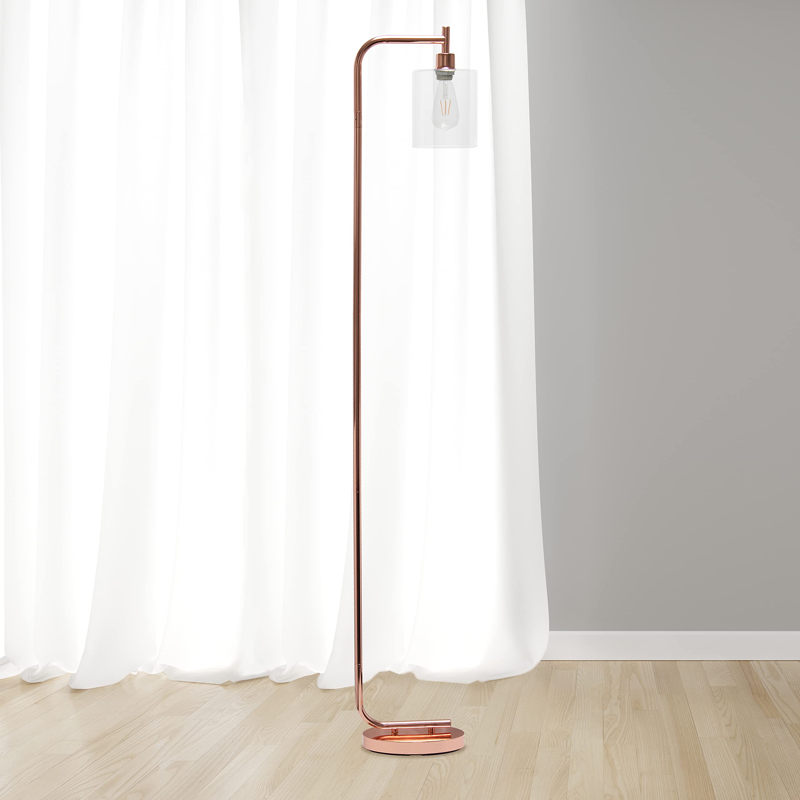 Simple Designs Lf2009-Rgd Modern Iron Lantern Floor Lamp, Rose Gold
