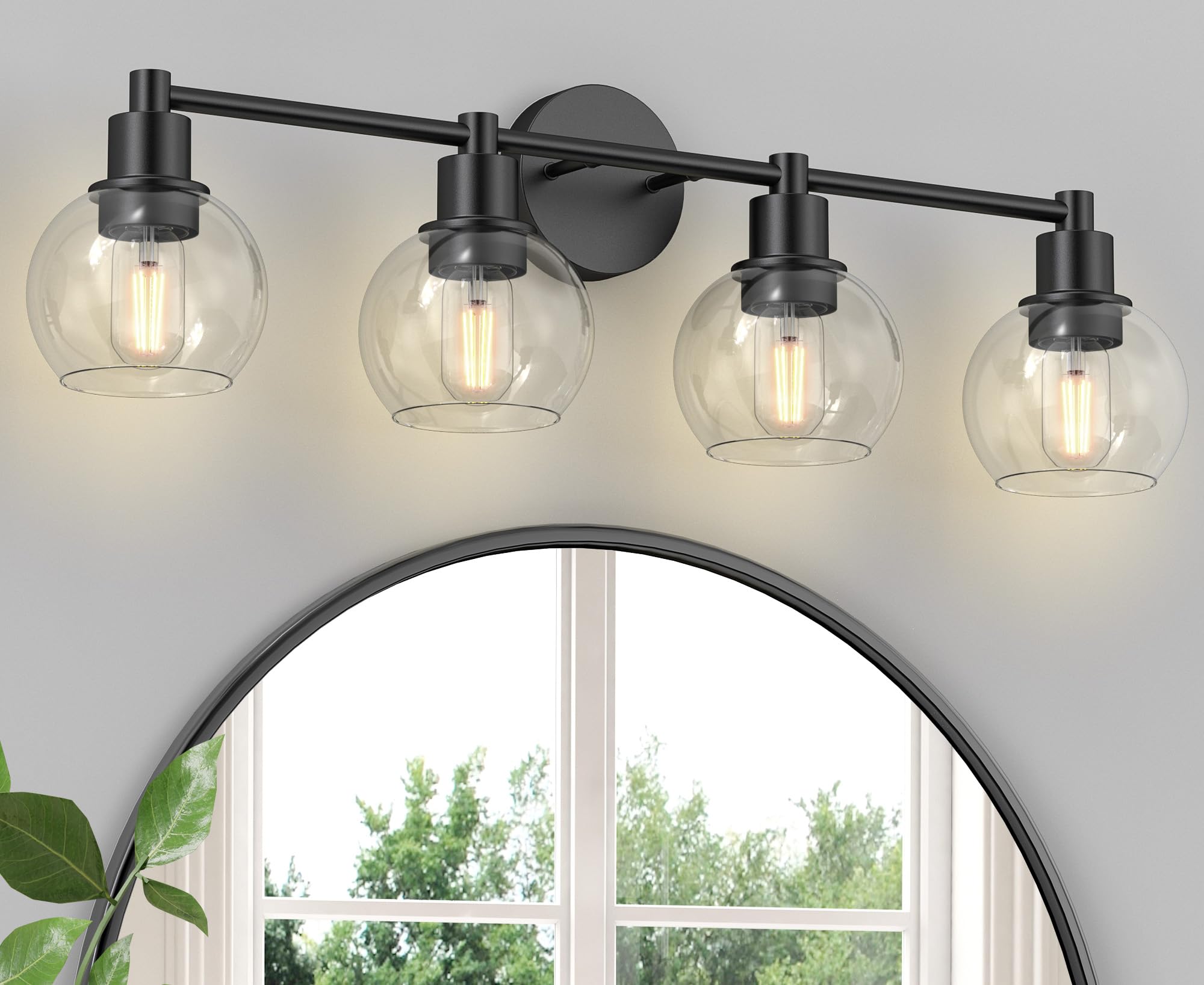 Espird Matte Black 4 Lights Bathroom Vanity Light Fixture, Industrial Farmhouse Sconce