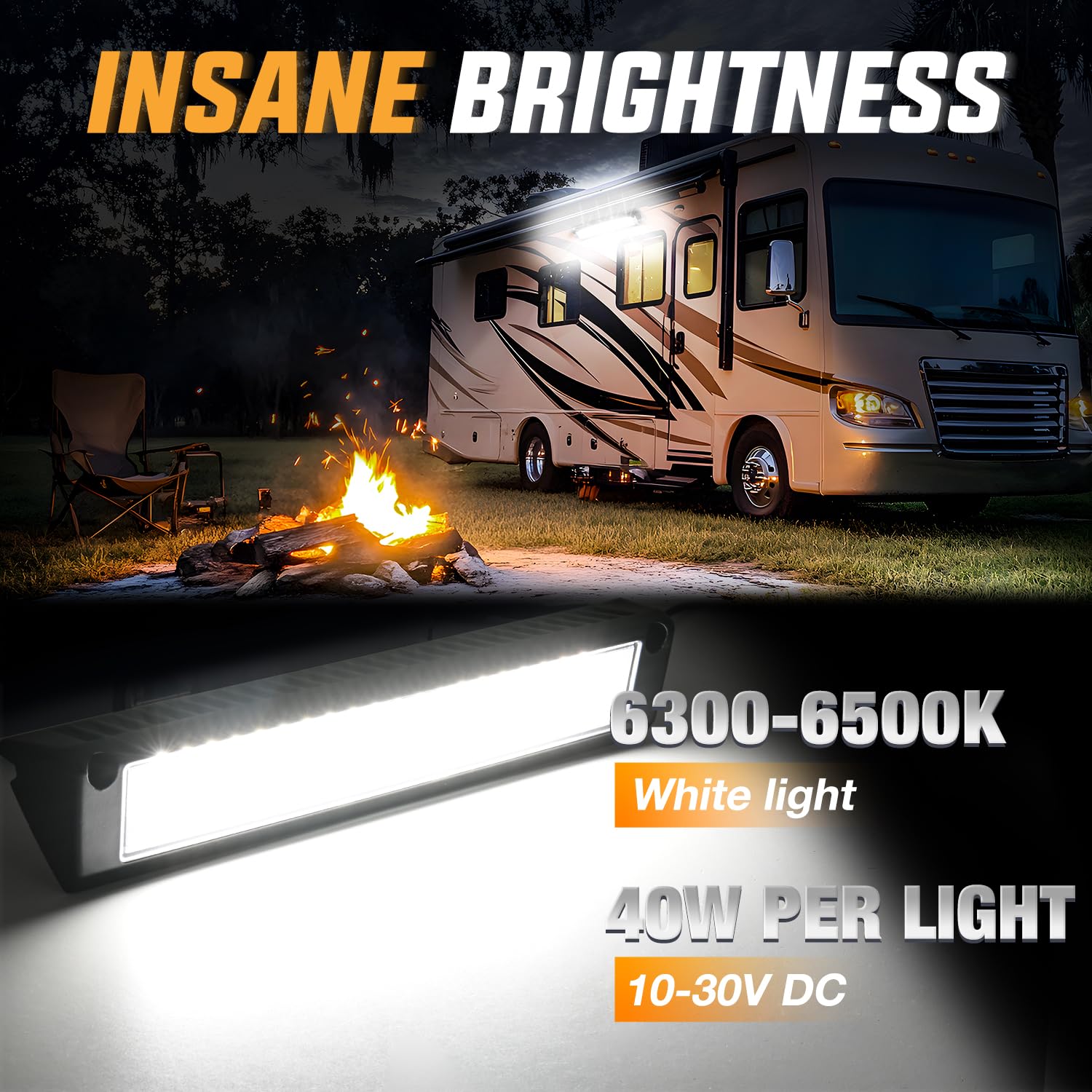 Nilight RV Exterior Porch Light 13 Inch LED Black Aluminum Housing 12V/24V Model RV-709BW White Light